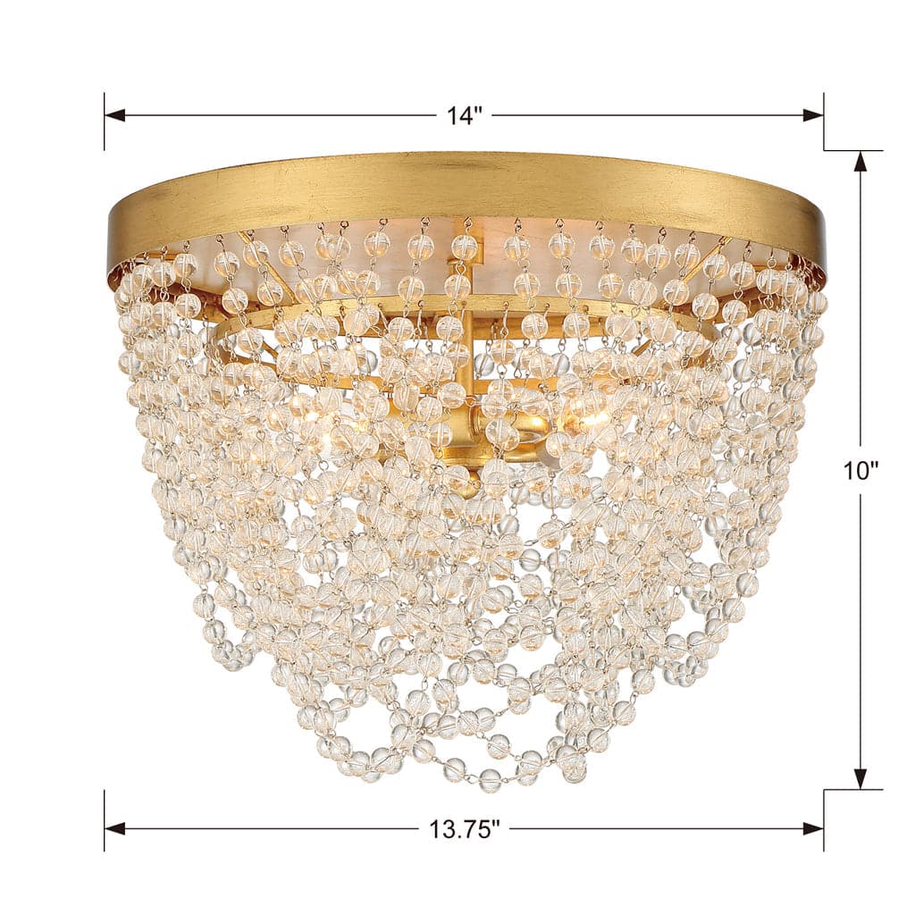 Fiona 3 Light Ceiling Mount-Crystorama Lighting Company-CRYSTO-FIO-A9103-GA-CL-Flush MountsClear Glass Beads-5-France and Son