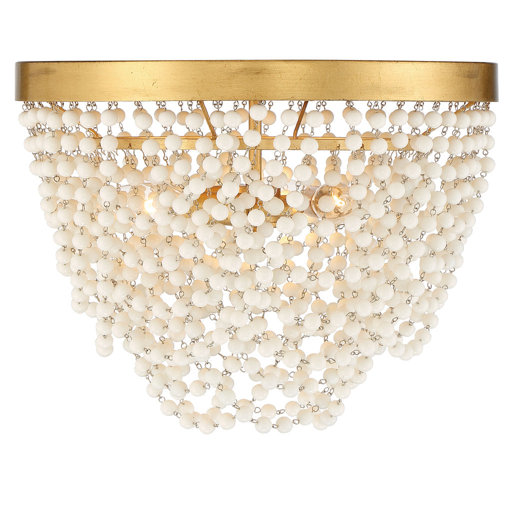 Fiona 3 Light Ceiling Mount-Crystorama Lighting Company-CRYSTO-FIO-A9103-GA-CL-Flush MountsClear Glass Beads-4-France and Son