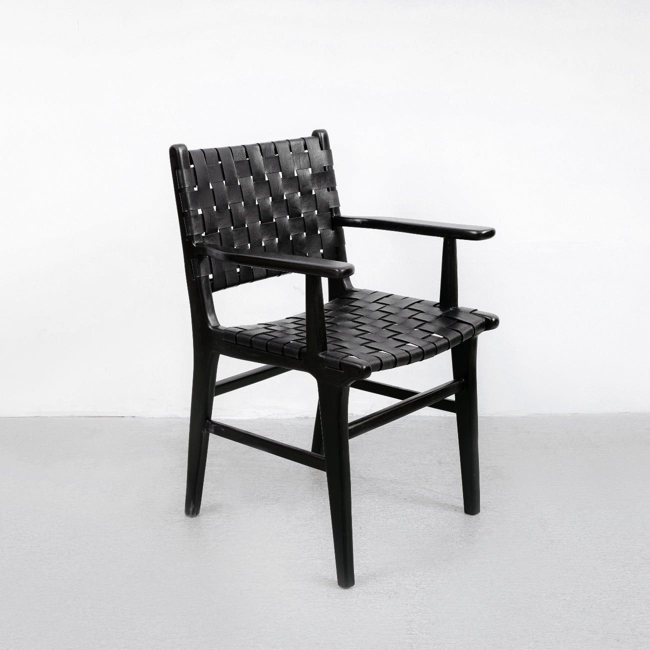 Cahyo Woven Leather Dining Armchair-France & Son-FL1016BLK-Dining ChairsBlack-7-France and Son