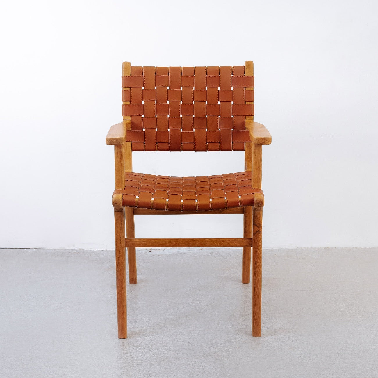 Cahyo Woven Leather Dining Armchair-France & Son-FL1016DBRN-Dining ChairsBrown-6-France and Son