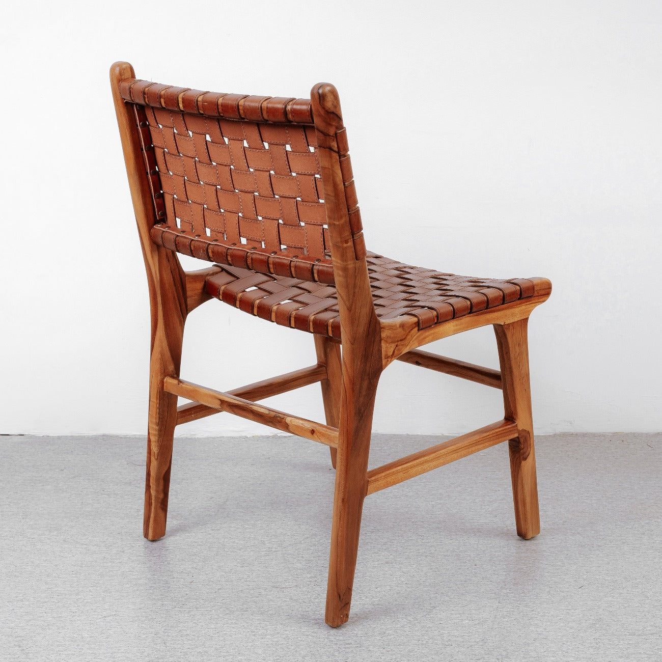 Cahyo Woven Leather Dining Chair-France & Son-FL1020DBRN-Dining ChairsBrown-2-France and Son