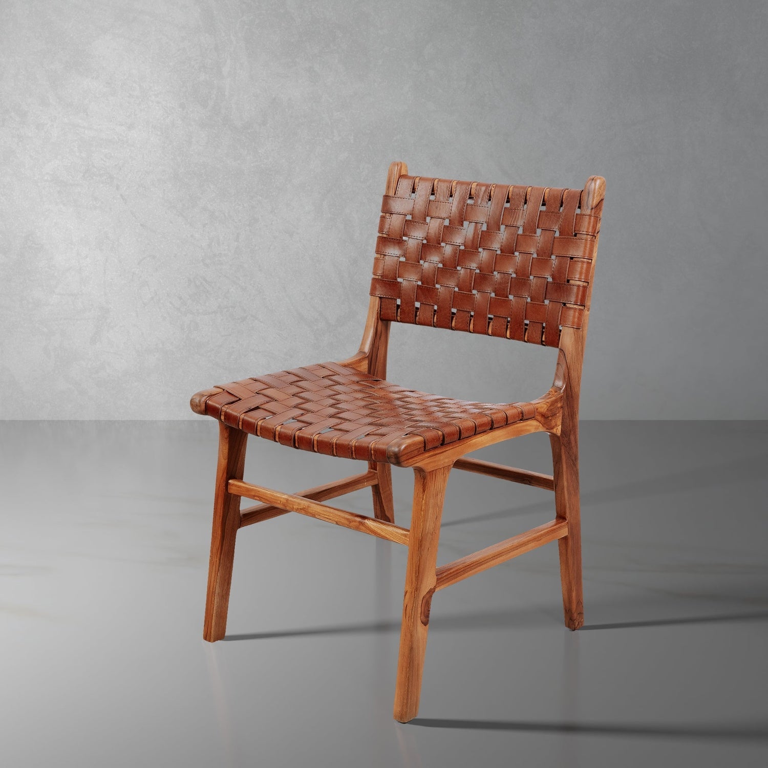 Cahyo Woven Leather Dining Chair-France & Son-FL1020DBRN-Dining ChairsBrown-1-France and Son