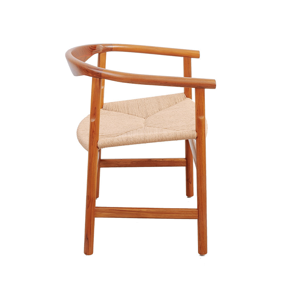 Wegner Teak Arm Chair-France & Son-FL1077NTRL-Dining Chairs-3-France and Son