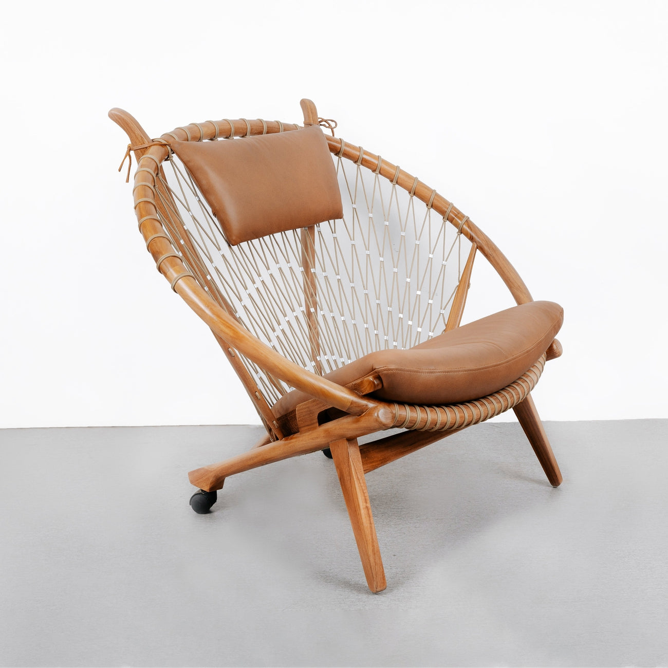 Teak Circle Hoop Chair-France & Son-FL1083BRN-Lounge Chairs-3-France and Son