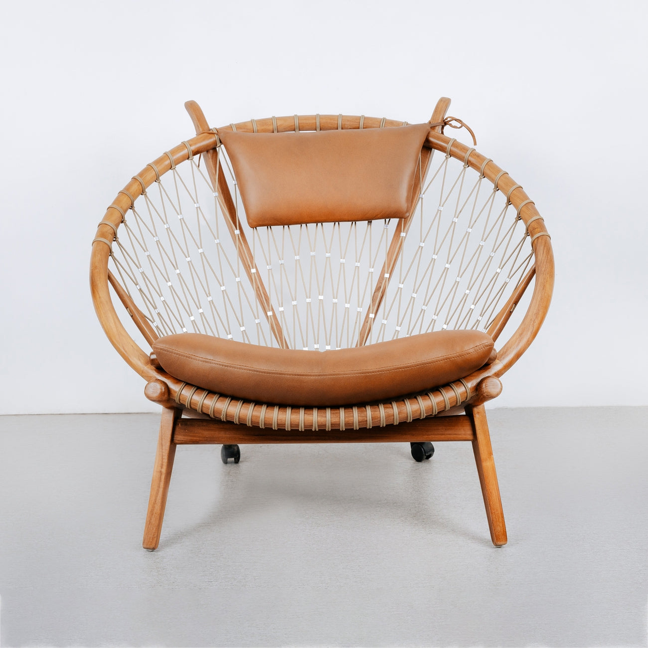 Teak Circle Hoop Chair-France & Son-FL1083BRN-Lounge Chairs-1-France and Son