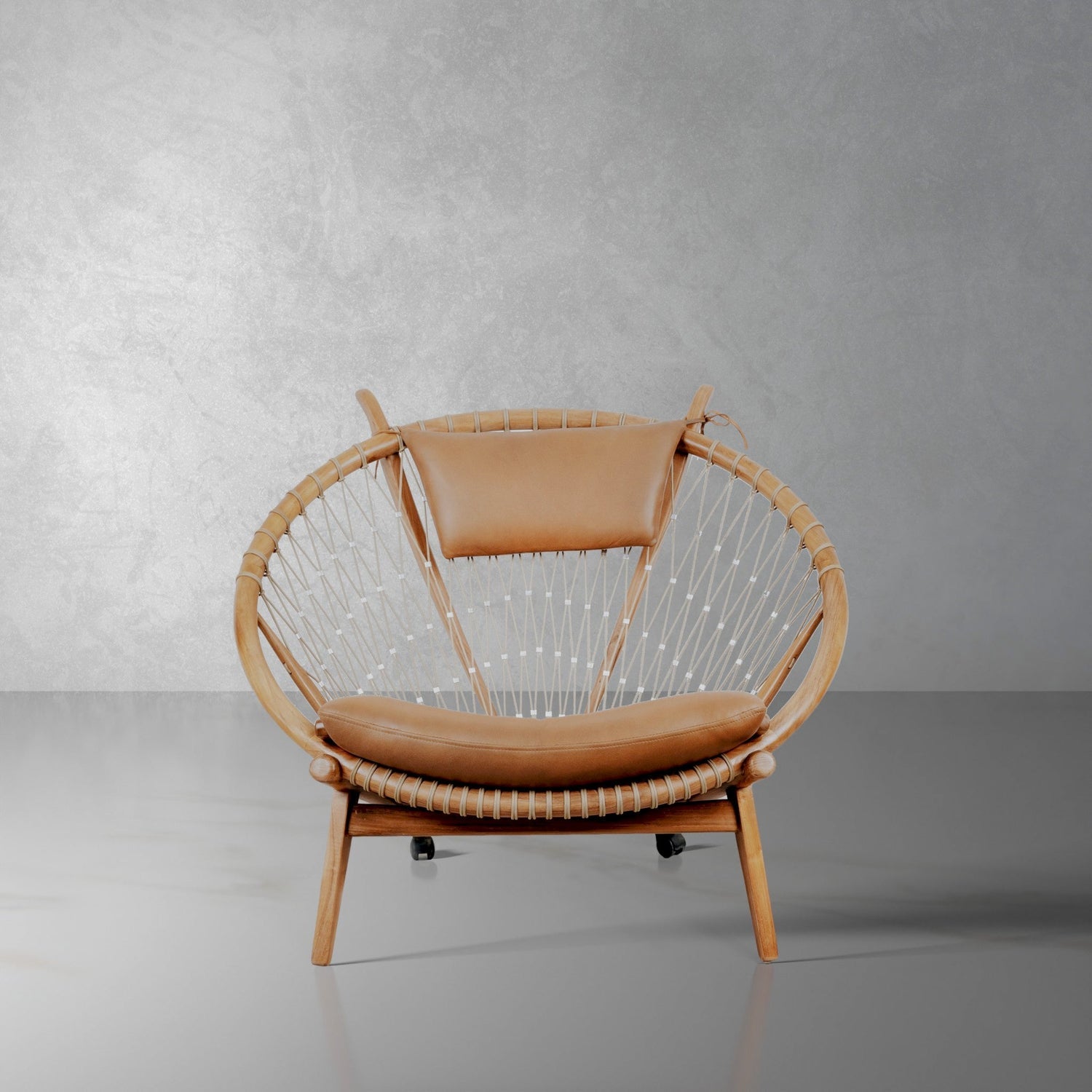Teak Circle Hoop Chair-France & Son-FL1083BRN-Lounge Chairs-1-France and Son