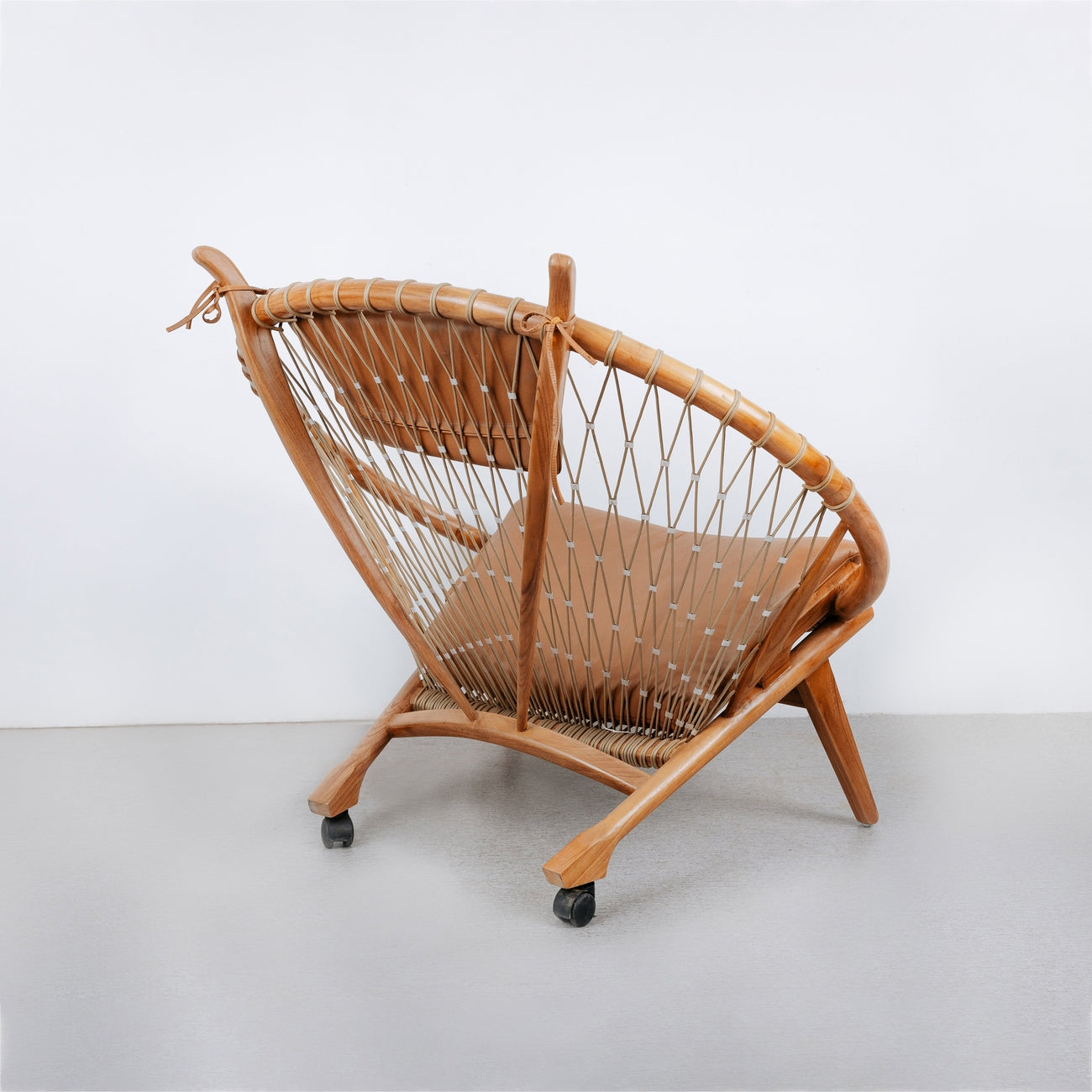 Teak Circle Hoop Chair-France & Son-FL1083BRN-Lounge Chairs-4-France and Son