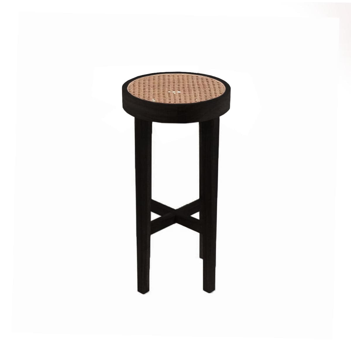 Jeanneret Round Bar Stool-France & Son-FL1111BLK-Bar StoolsBlack-1-France and Son