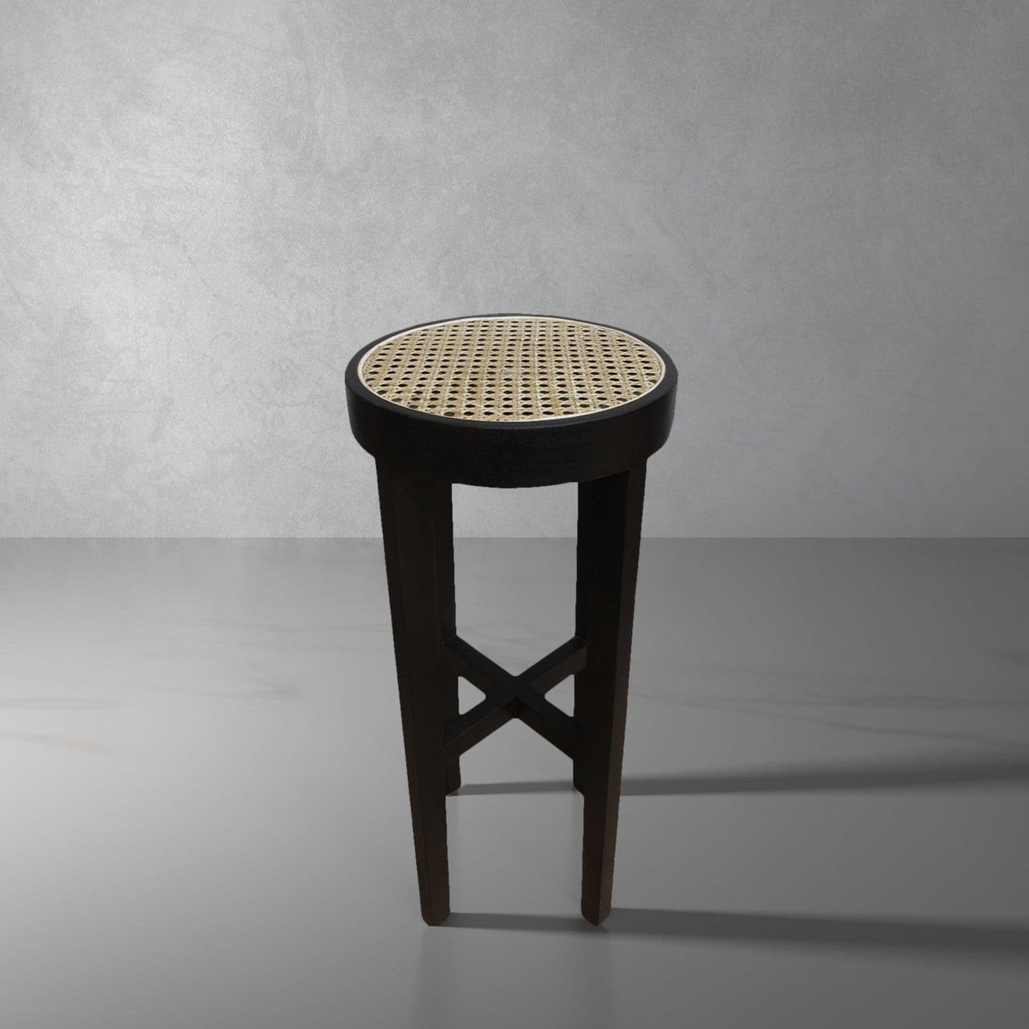 Jeanneret Round Bar Stool-France & Son-FL1111BLK-Bar StoolsBlack-1-France and Son