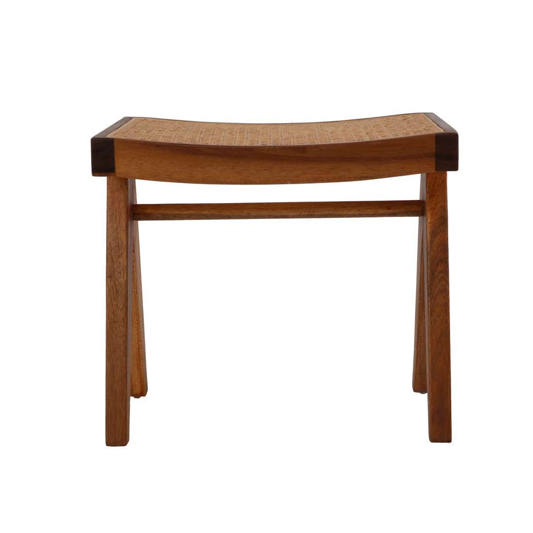 Mid Century Hand Caned Jeanneret Ottoman/Stool-France & Son-FL1112NTRL-Stools & OttomansNatural Ottoman-1-France and Son