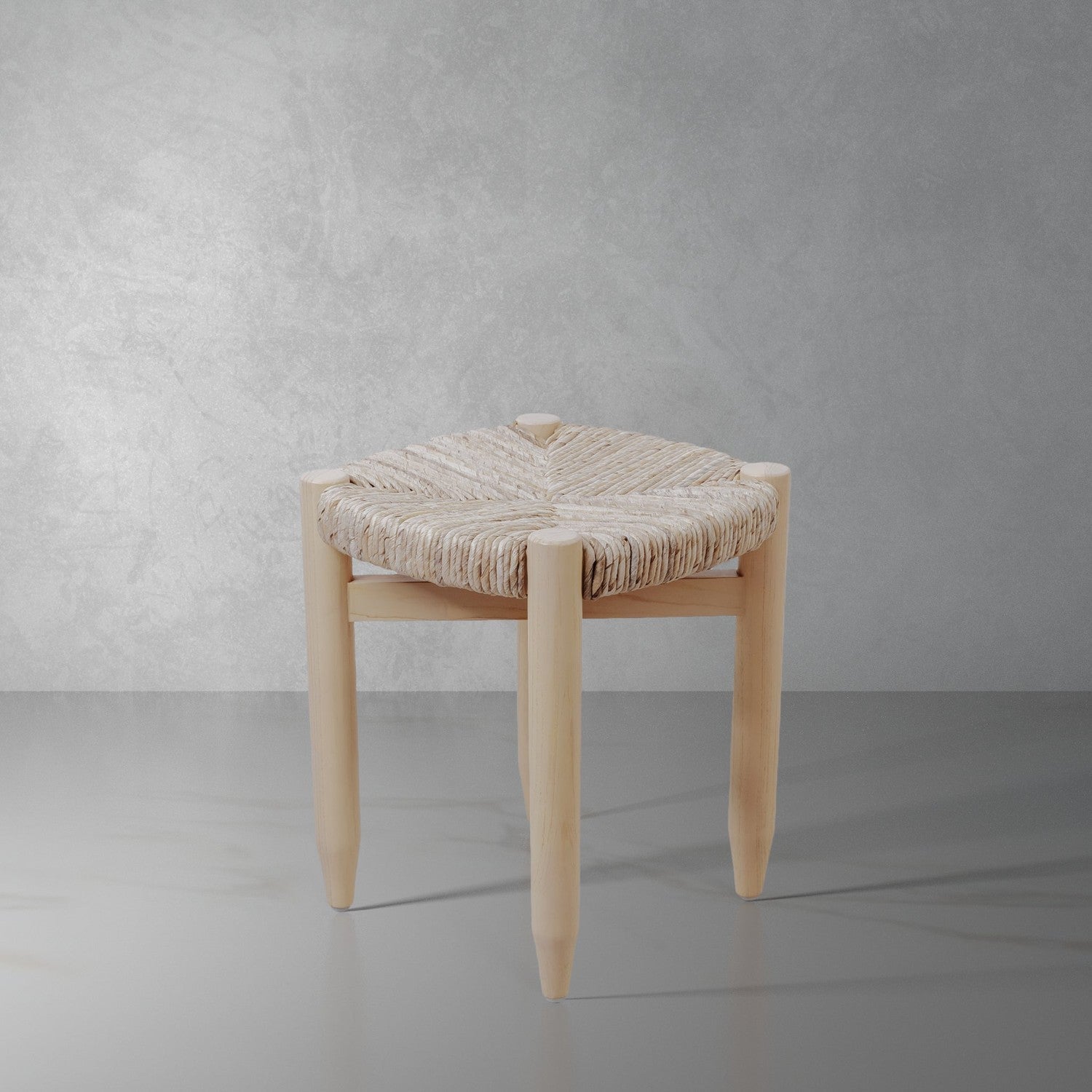 Perriand Teak Woven Stool-France & Son-FL1119IVORY-Stools & OttomansIvory-1-France and Son