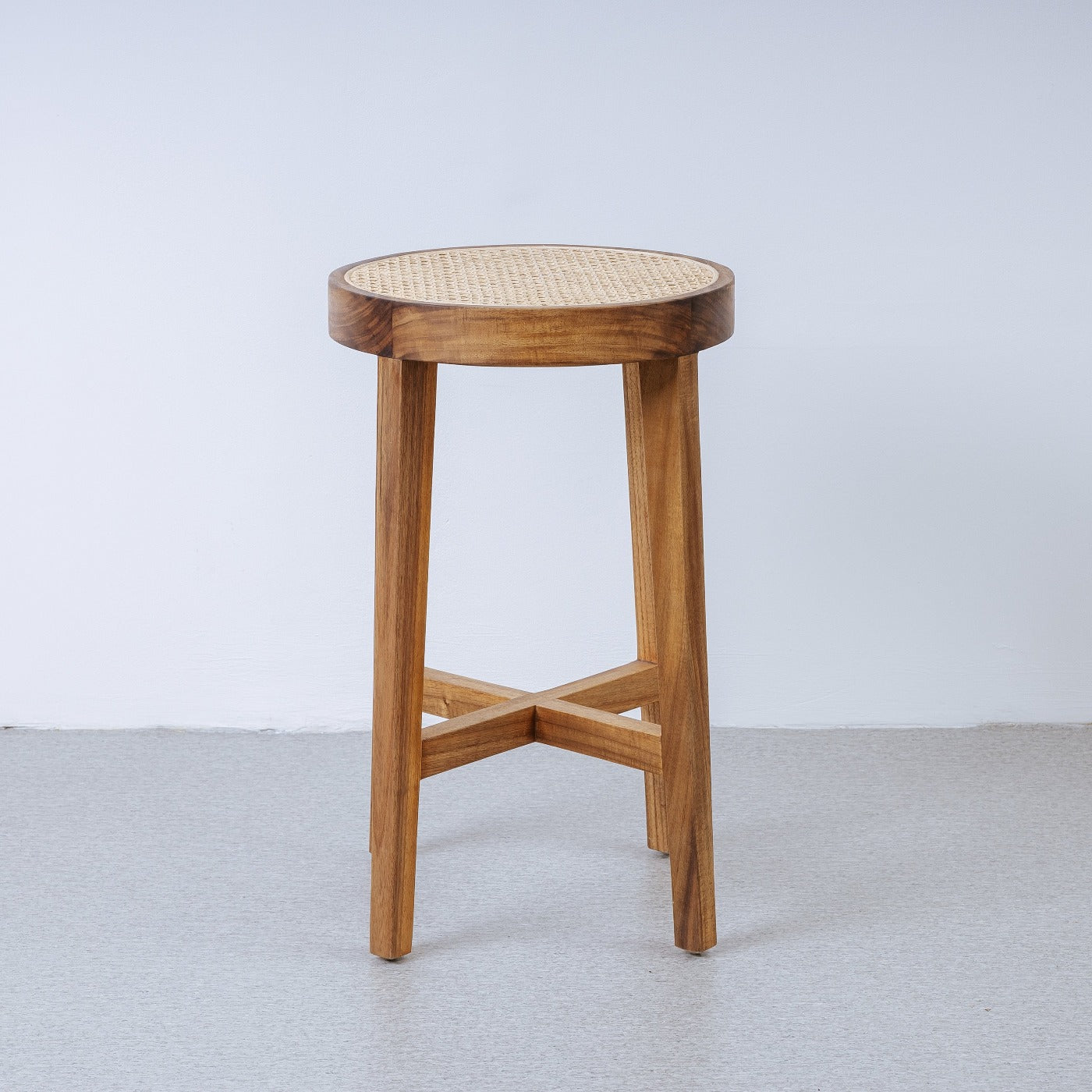 Jeanneret Round Counter Stool-France & Son-FL1141NTRLCNTR-Bar StoolsNatural-1-France and Son