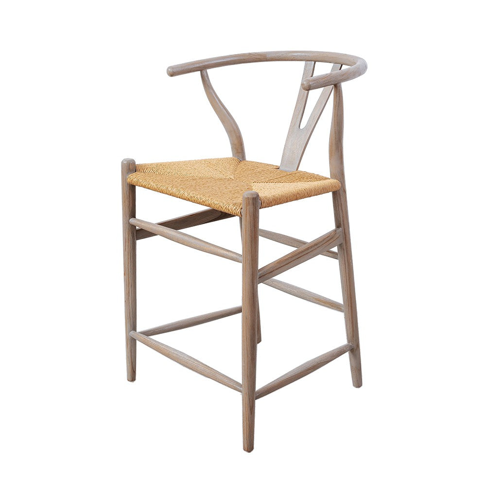 Wishbone Teak Counter Stool-France & Son-FL1180GREY-Bar StoolsGrey-14-France and Son