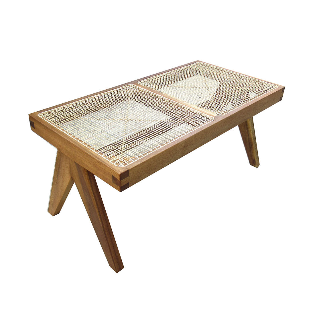 Mid Century Jeanneret Hand Caned Bench-France & Son-FL1202NTRL-BenchesNatural-2-France and Son