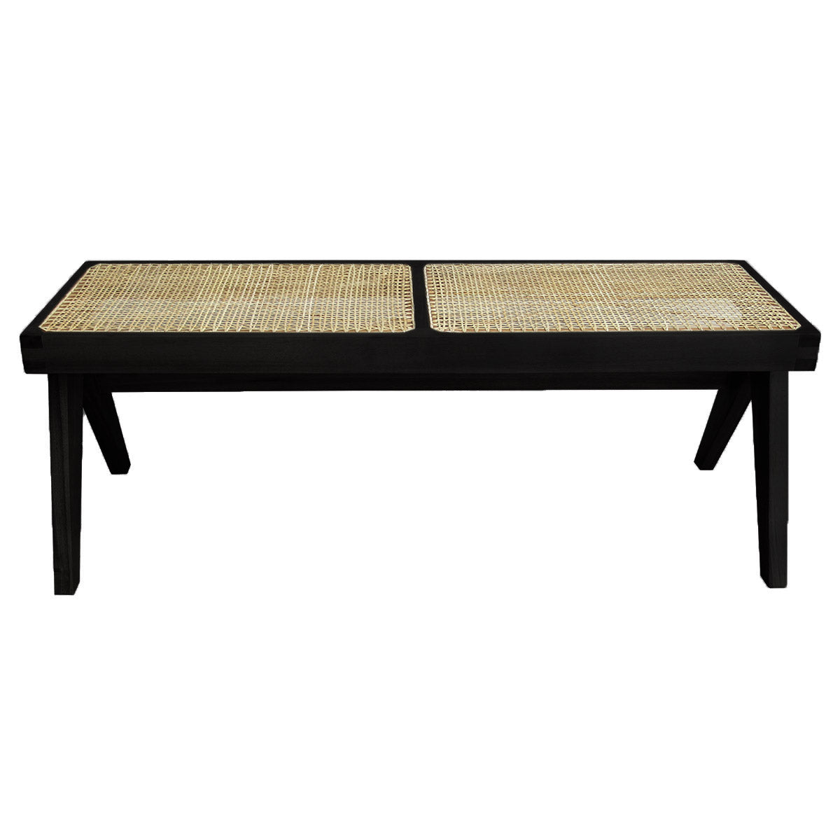 Mid Century Jeanneret Hand Caned Bench-France & Son-FL1202BLK-BenchesBlack-1-France and Son