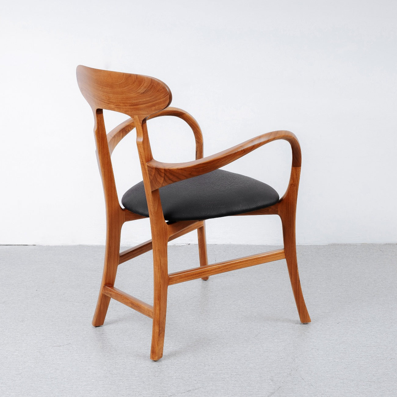 Kringle Teak Dining Chair - Leather-France & Son-FL1314BLKNEW-Dining ChairsBlack-3-France and Son