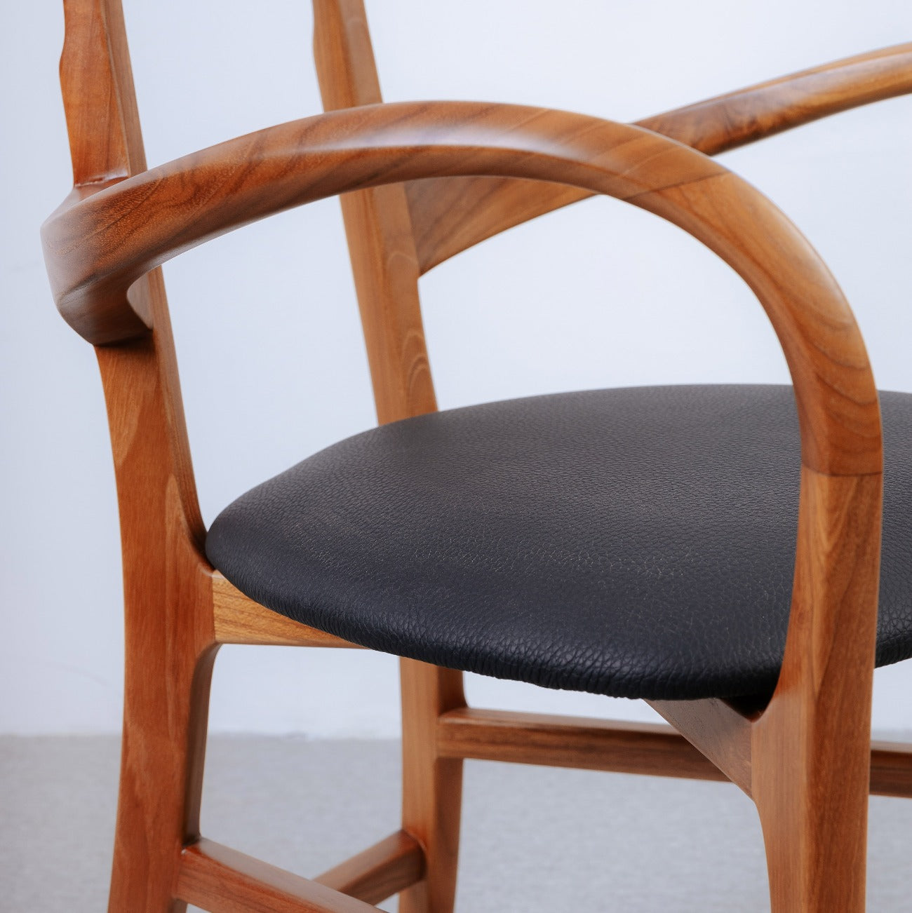 Kringle Teak Dining Chair - Leather-France & Son-FL1314BLKNEW-Dining ChairsBlack-5-France and Son