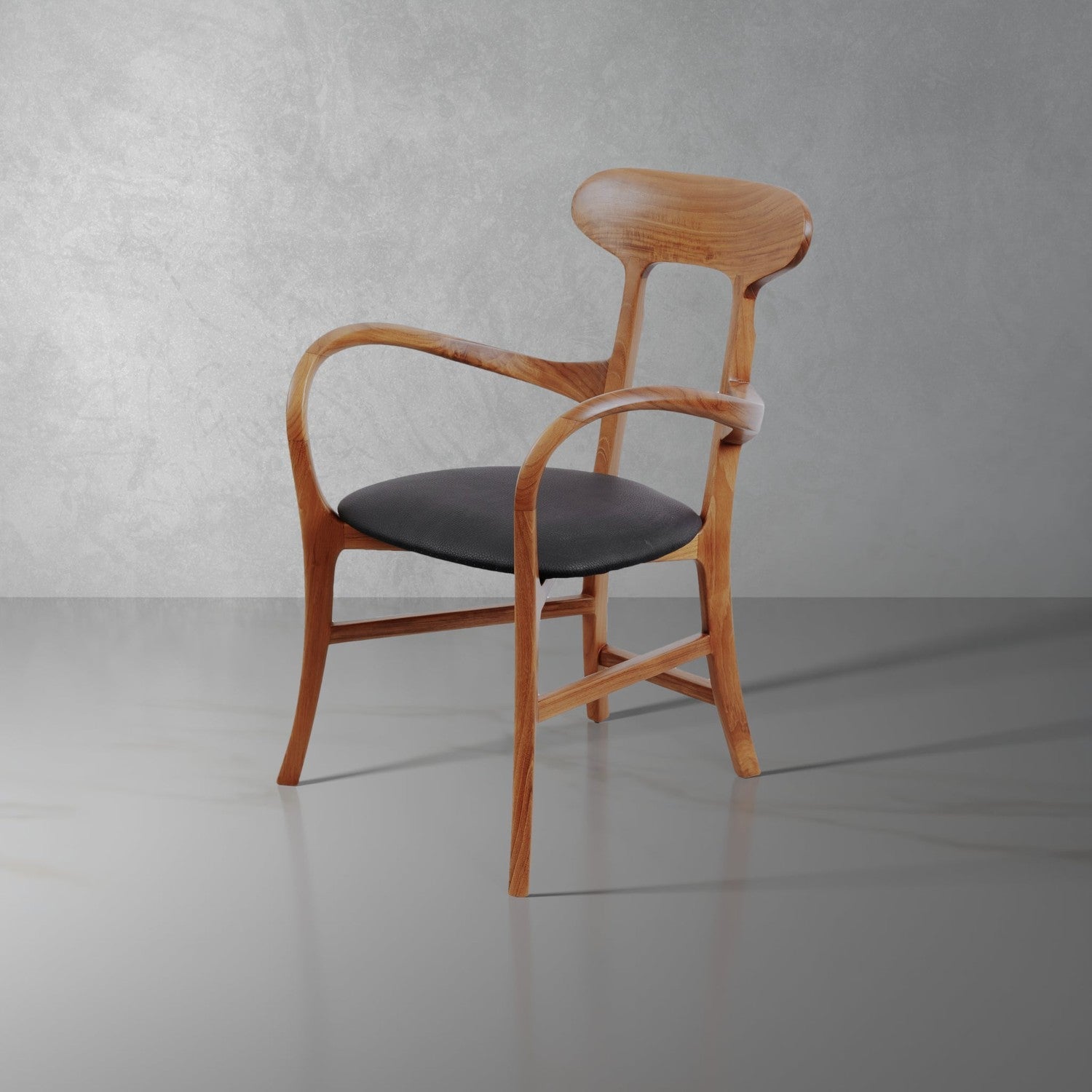 Kringle Teak Dining Chair - Leather-France & Son-FL1314BLKNEW-Dining ChairsBlack-1-France and Son