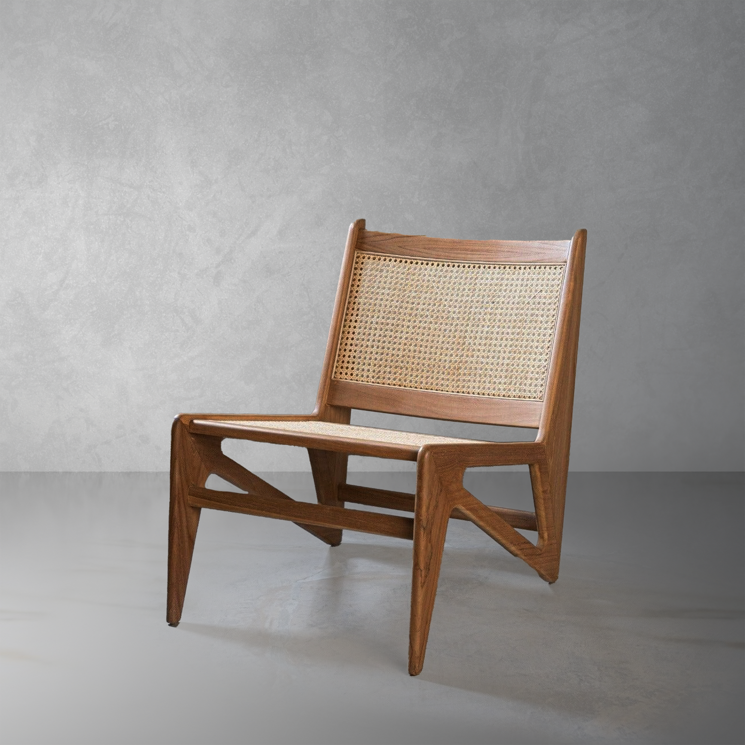 Jeanneret Kangaroo Lounge Chair with Cutout-France & Son-FL1390NTRL-Lounge ChairsTeak-1-France and Son