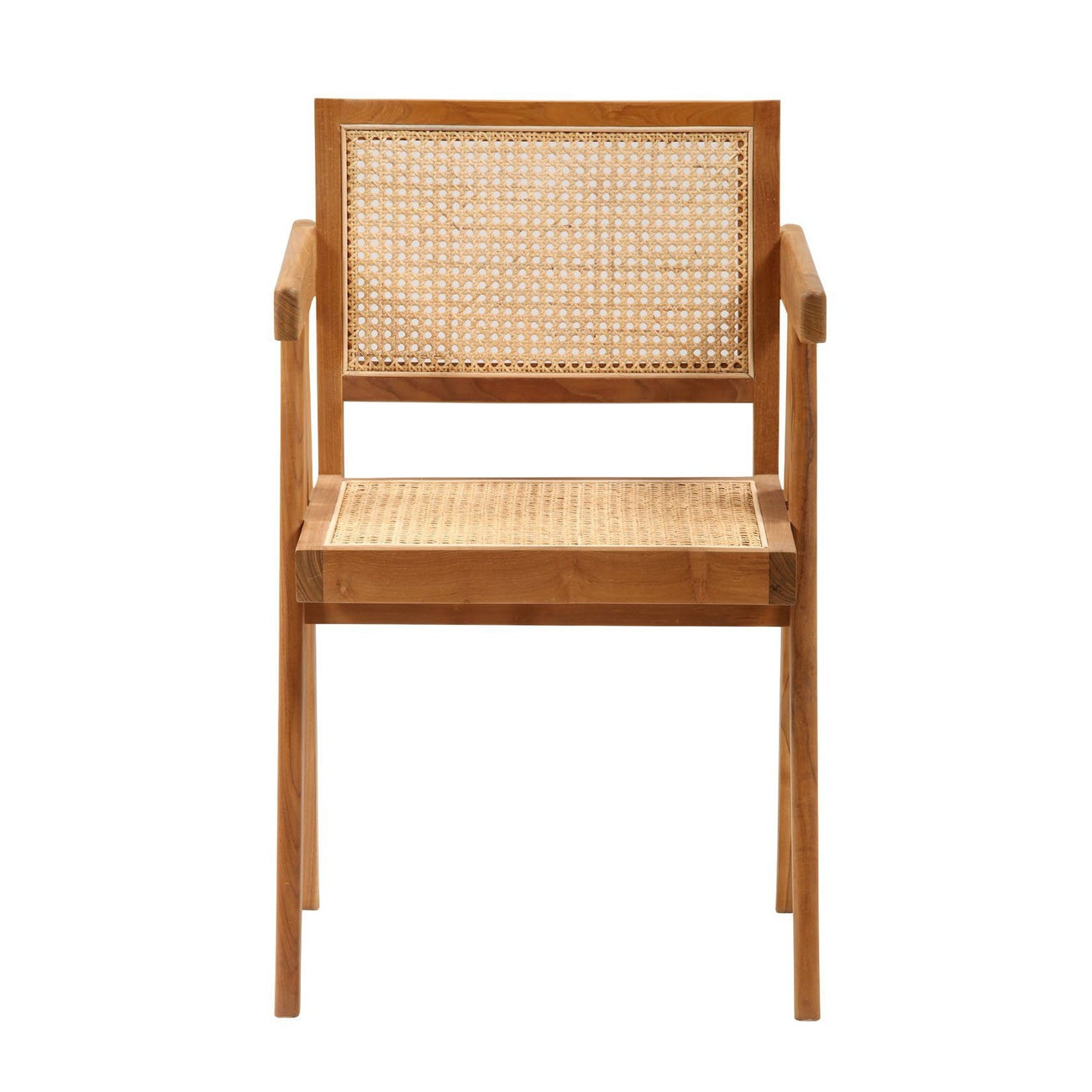 Mid Century Hand Cane Jeanneret Armchair Type 1-France & Son-FL1396NTRL-Dining ChairsNatural Teak-Single-1-France and Son