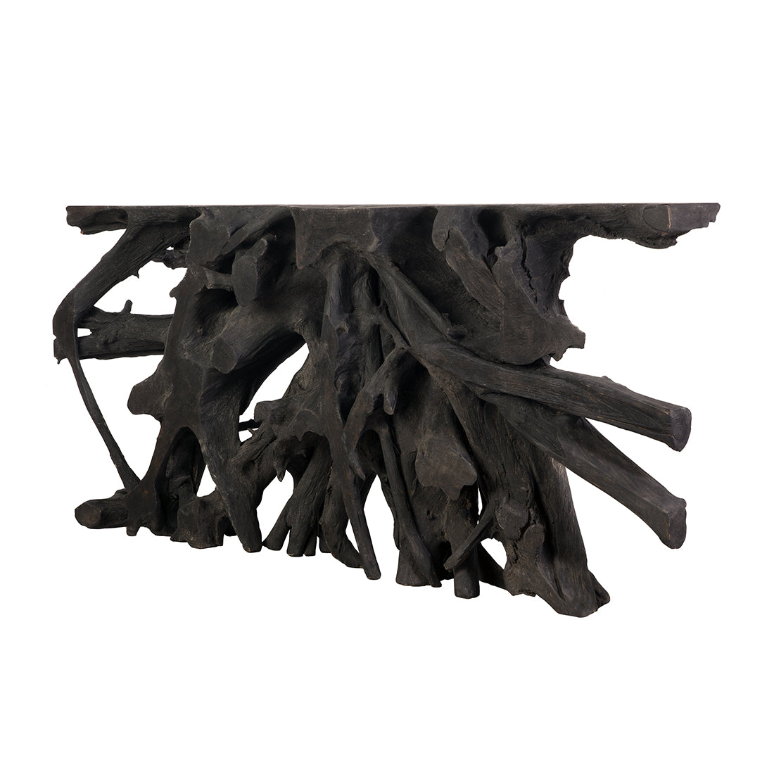 Organic Teak Console Table - Burnt Black-France & Son-FL1413BLK-Console TablesBlack-4-France and Son