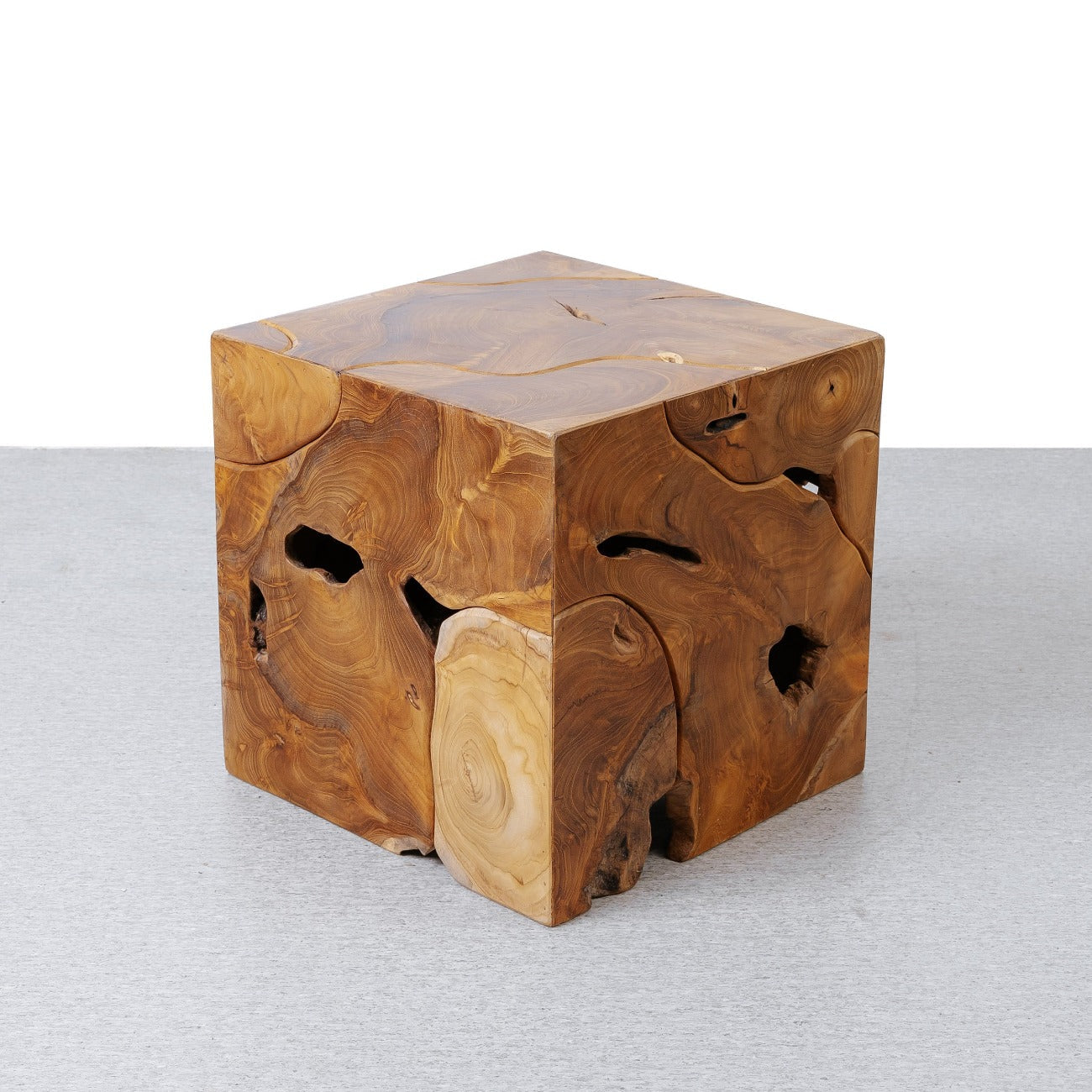 Teak Wood Organic Square Side Table-France & Son-FL1470S-Side Tables-1-France and Son