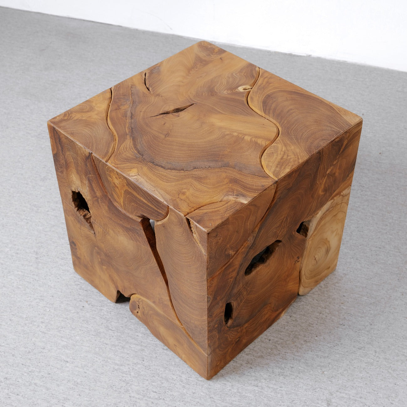 Teak Wood Organic Square Side Table-France & Son-FL1470S-Side Tables-3-France and Son