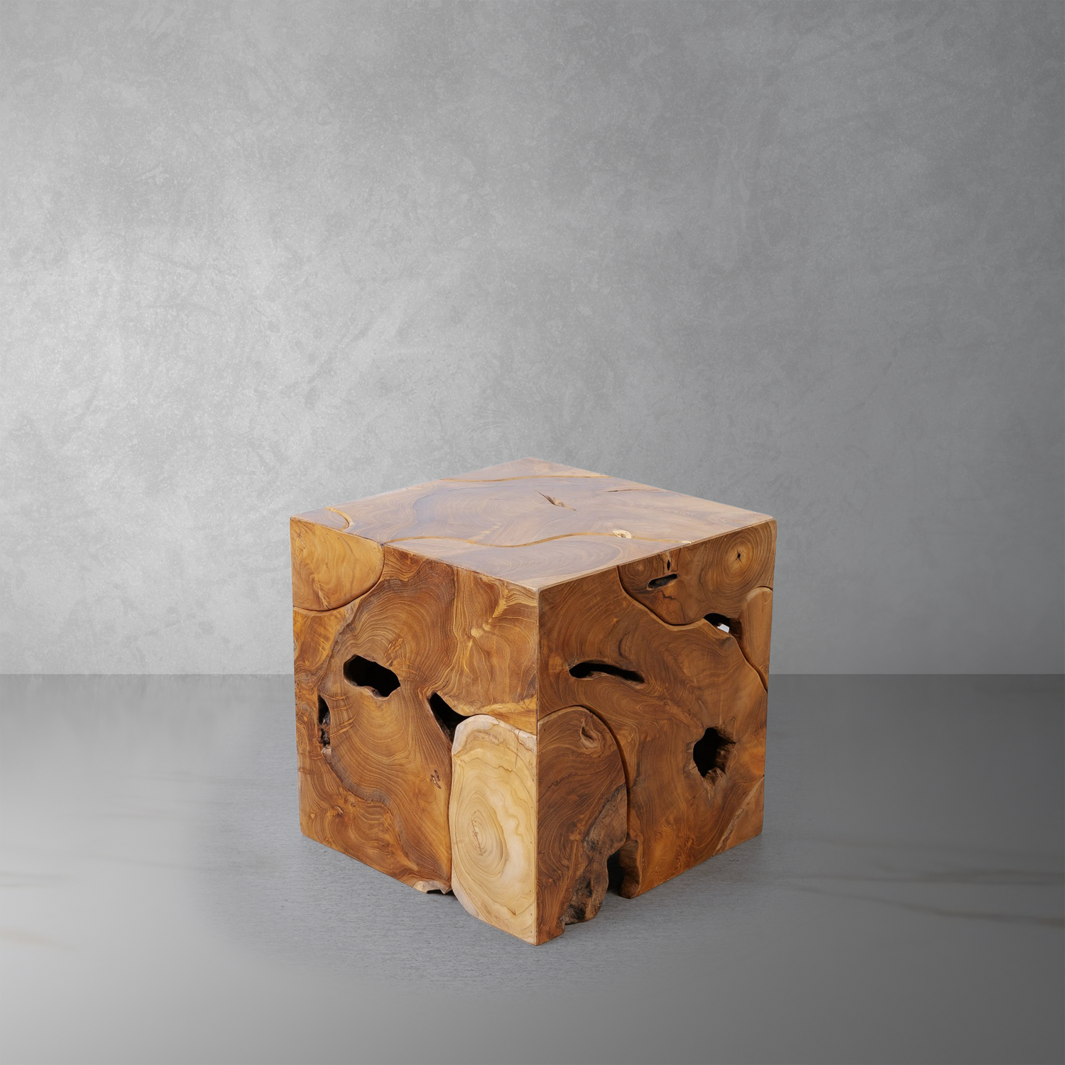 Teak Organic Cube Side Table-France & Son-FL1470S-Side Tables-1-France and Son