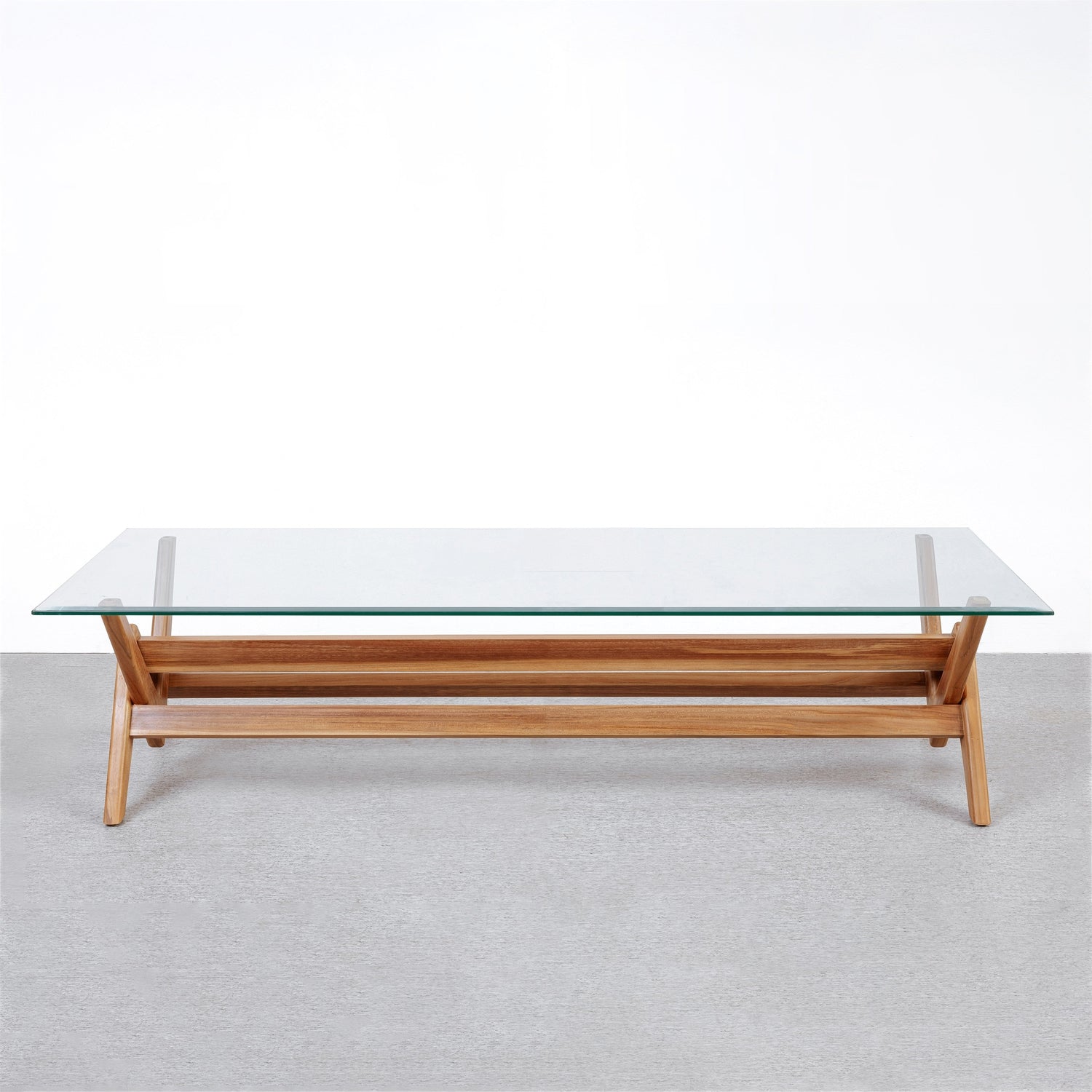 Jeanneret Coffee Table Type A - Rectangle Glass Top-France & Son-FL1487BASEC-NTRL-Coffee TablesNatural - 87"-12-France and Son