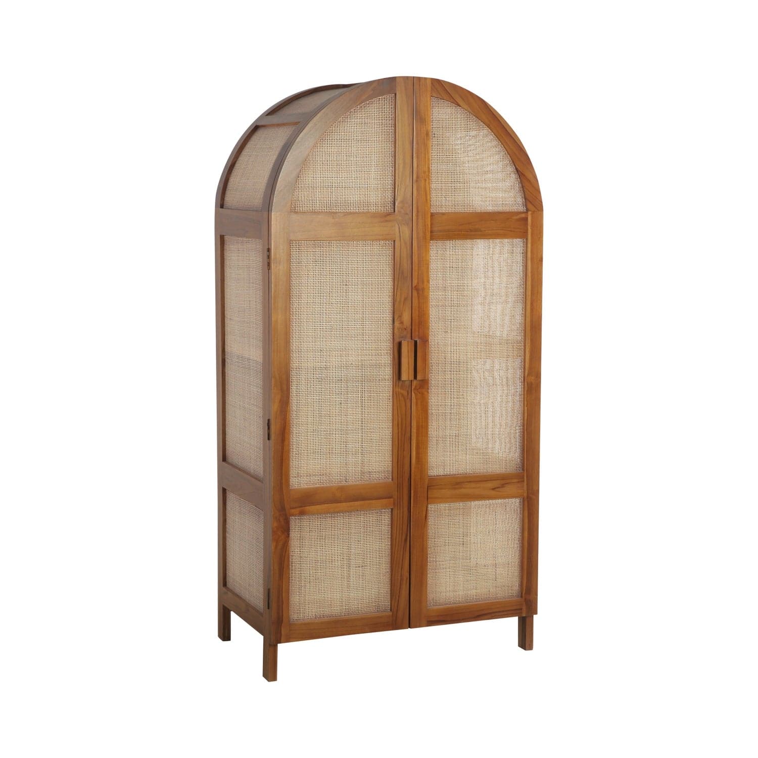 Lemari Teak and Cane Wardrobe - Ivory-France & Son-FL1512IVORY-Bookcases & CabinetsIvory-8-France and Son