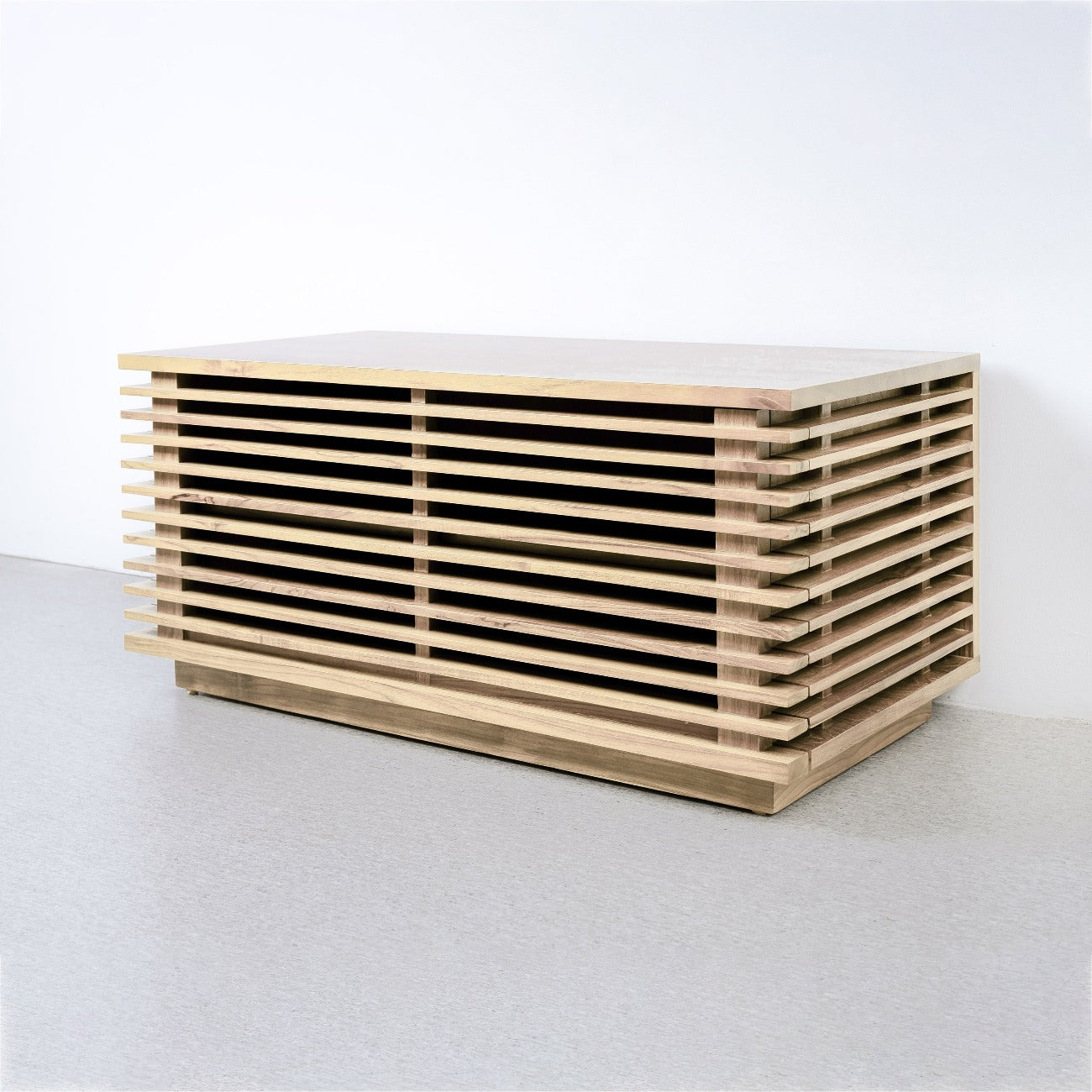 Jensen Slatted Teak Media Console - 35.5 inch-France & Son-FL1524IVORY-Media Storage / TV StandsIvory-4-France and Son