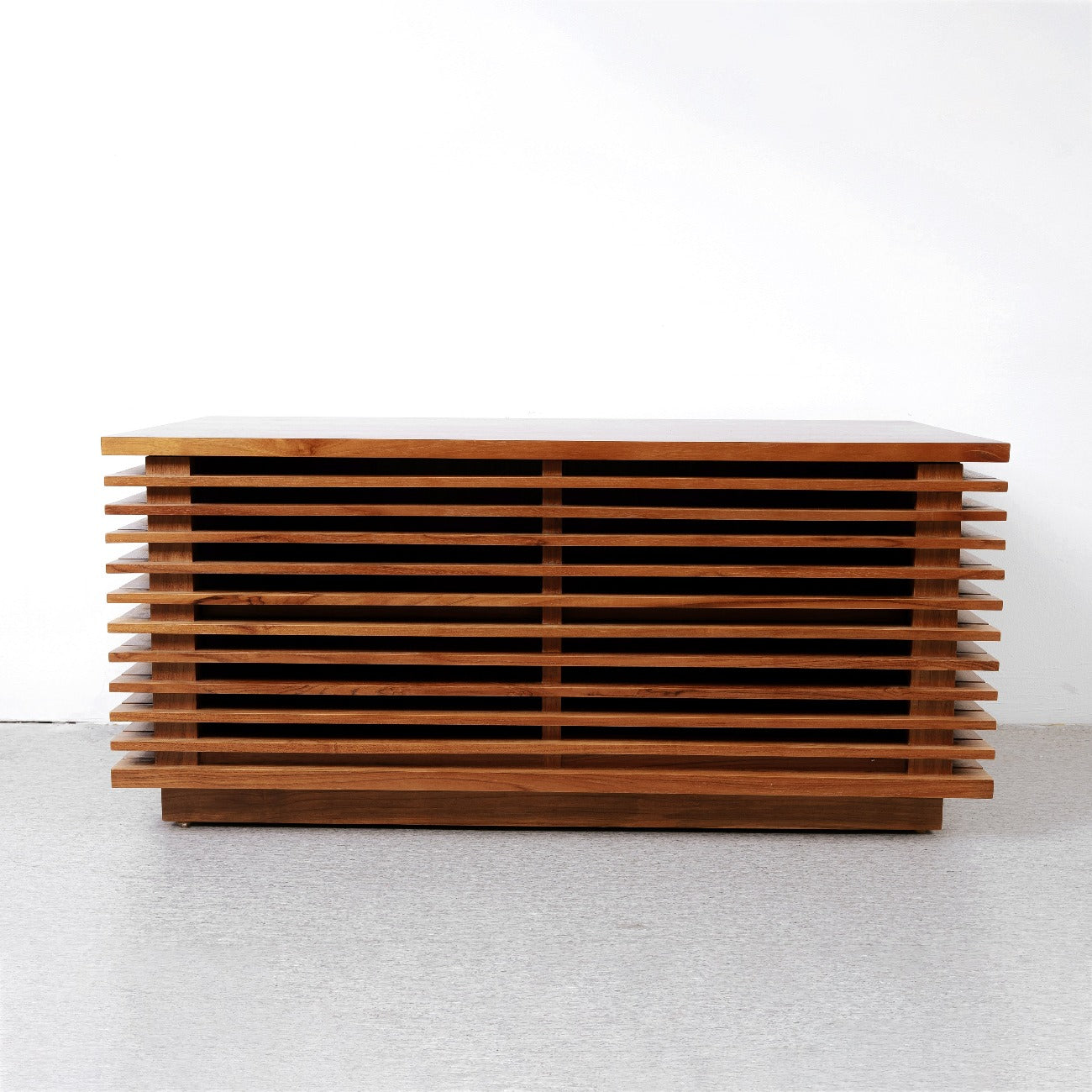 Jensen Slatted Teak Media Console - 35.5 inch-France & Son-FL1524NTRL-Media Storage / TV StandsTeak-1-France and Son