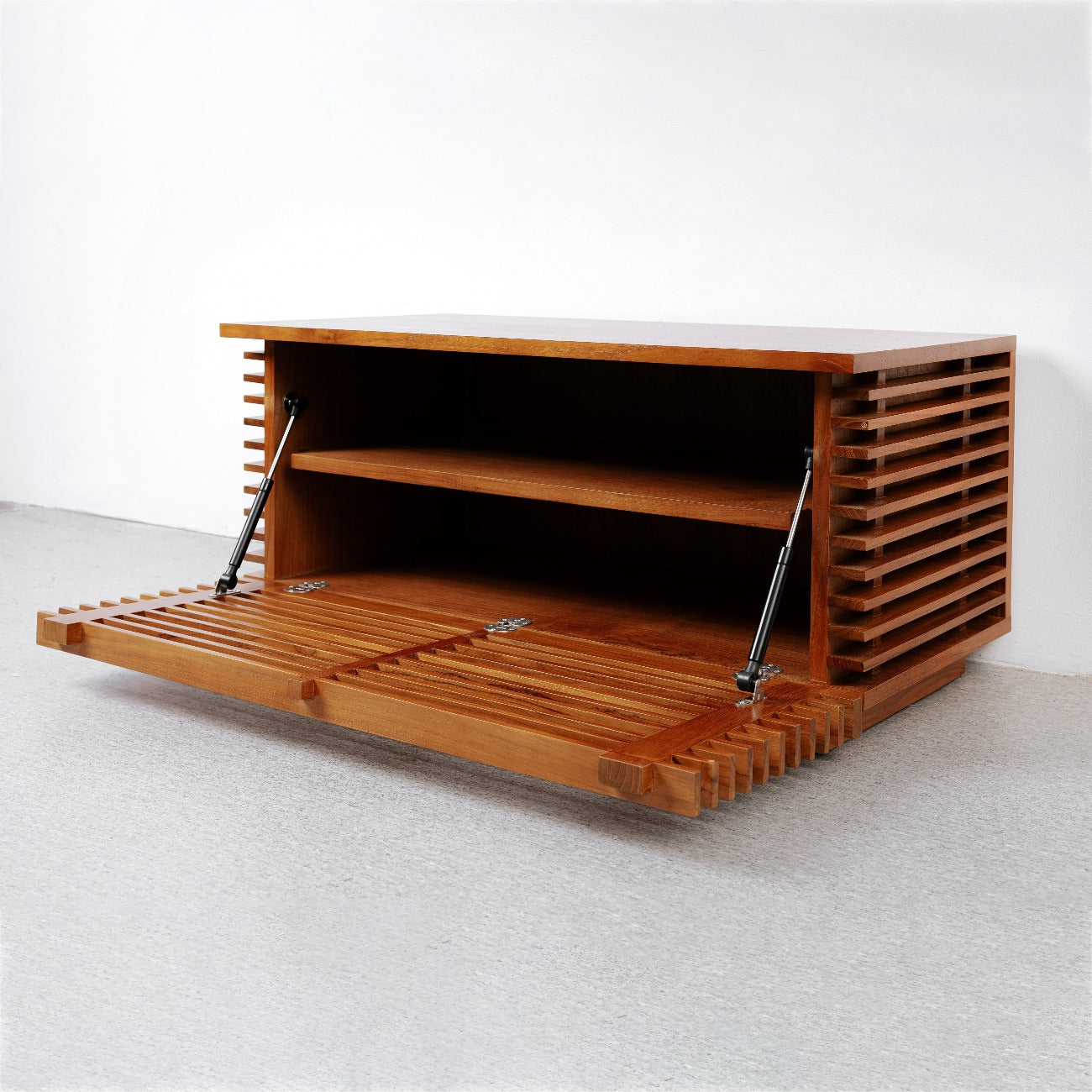 Jensen Slatted Teak Media Console - 35.5 inch-France & Son-FL1524NTRL-Media Storage / TV StandsTeak-2-France and Son