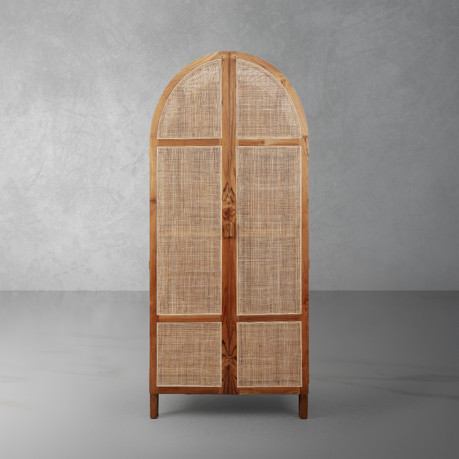 Lemari Teak and Cane Armoire-France & Son-FL1543NEW-Bookcases & Cabinets-1-France and Son