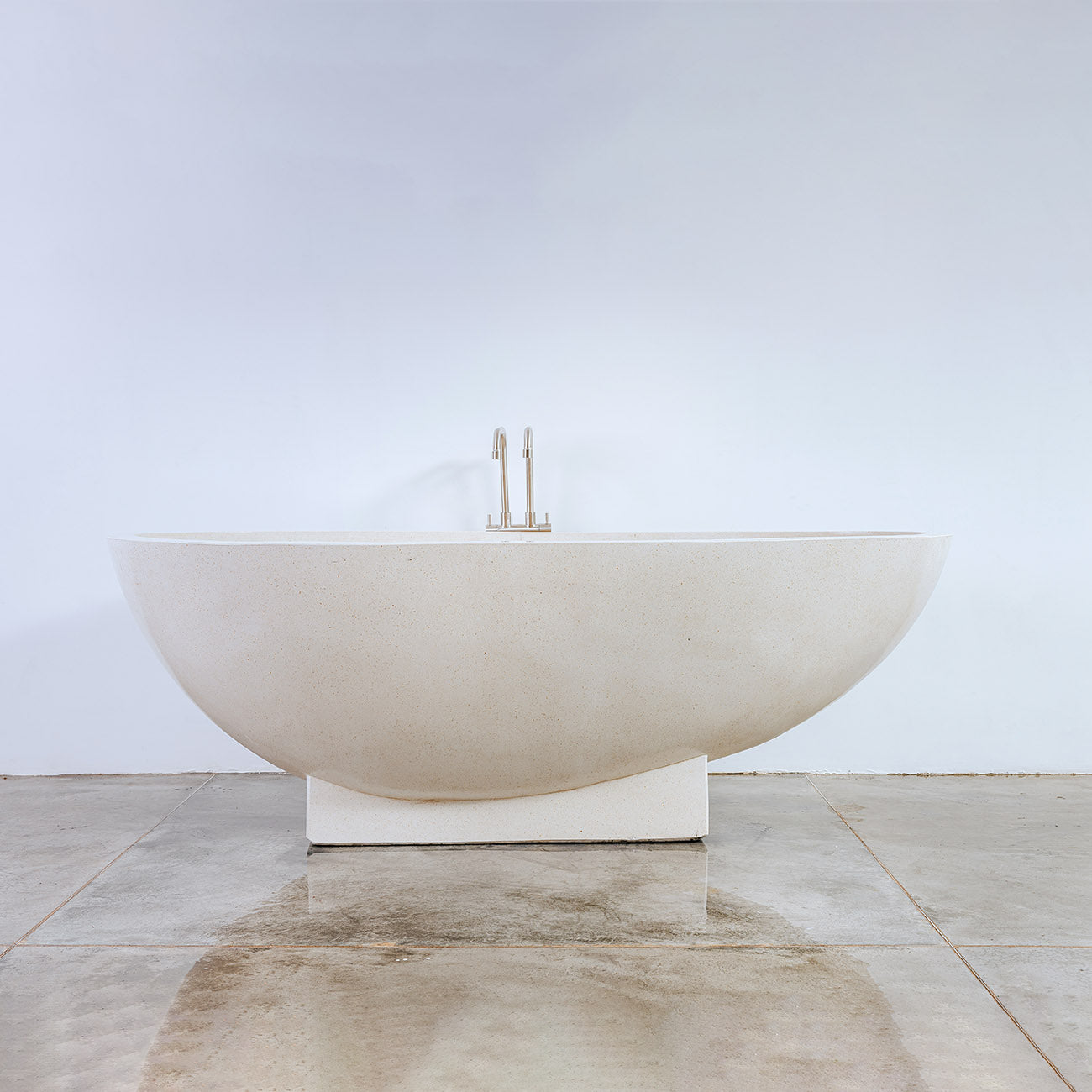 Terrazo Stone Bath Tub Freestanding - Natural-France & Son-FL1701WHT-Bathtubs-5-France and Son