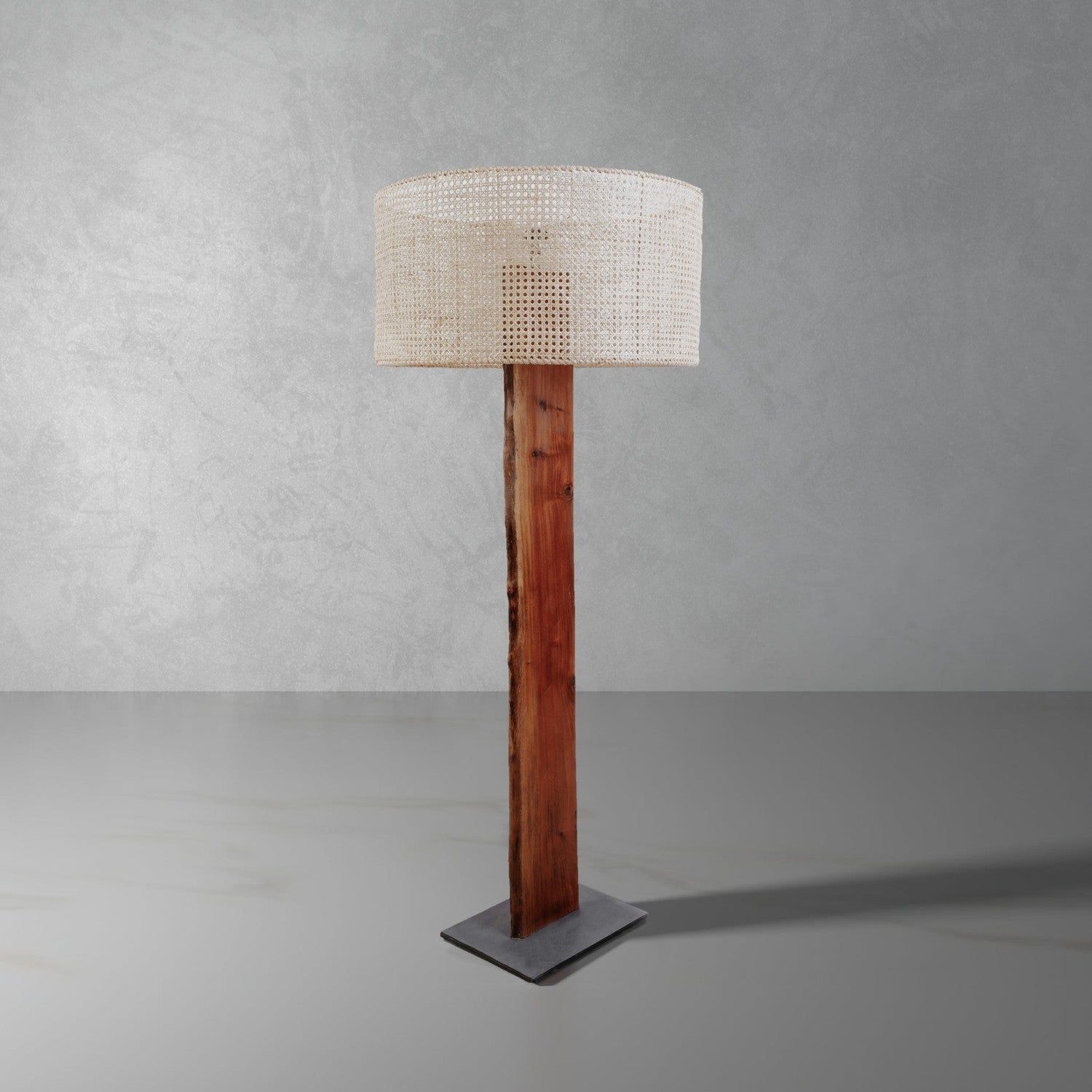 Preshant Wood Slab Floor Lamp-France & Son-FL8001-Floor Lamps-1-France and Son