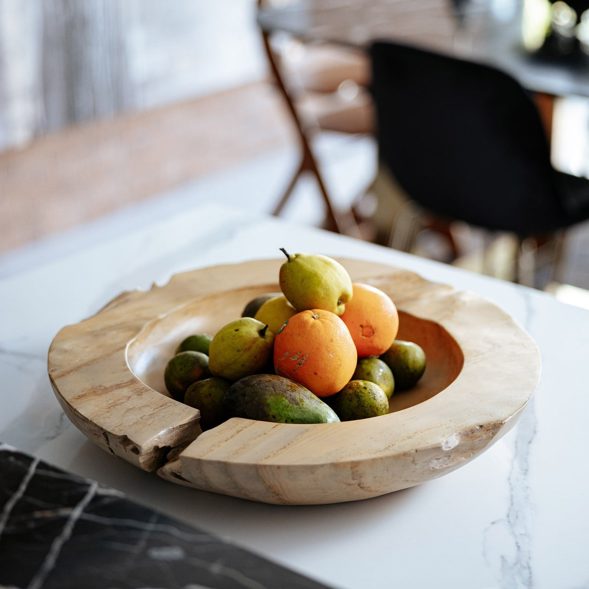 Organic Modern Teak Bowl-France & Son-FL9011WHTL-BowlsLarge-Ivory-1-France and Son