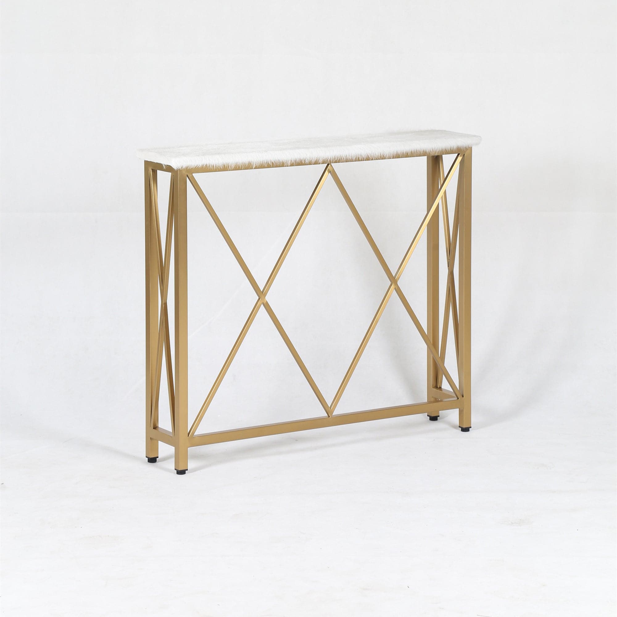 Hair on Hide Console Table - Gold Frame