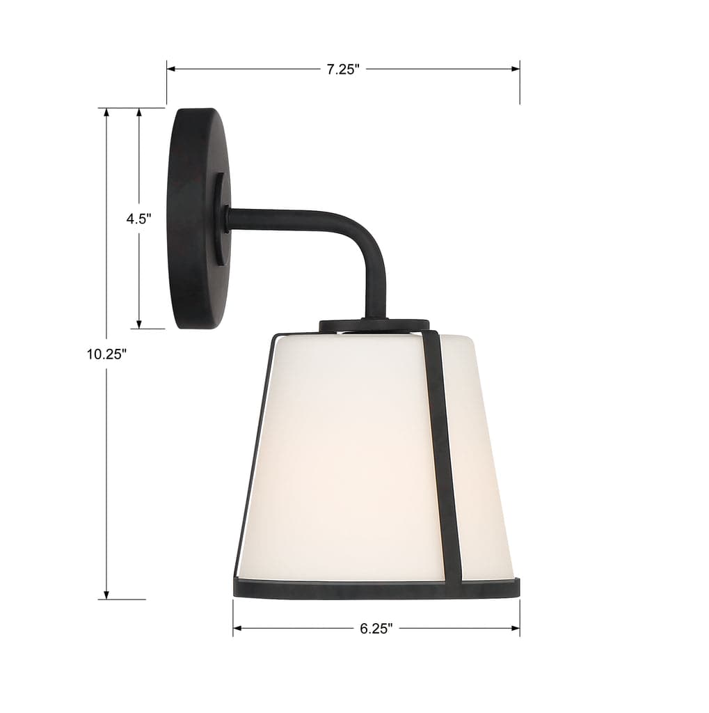 Fulton 1 Light Wall Mount-Crystorama Lighting Company-CRYSTO-FUL-911-BK-Wall LightingBlack-4-France and Son