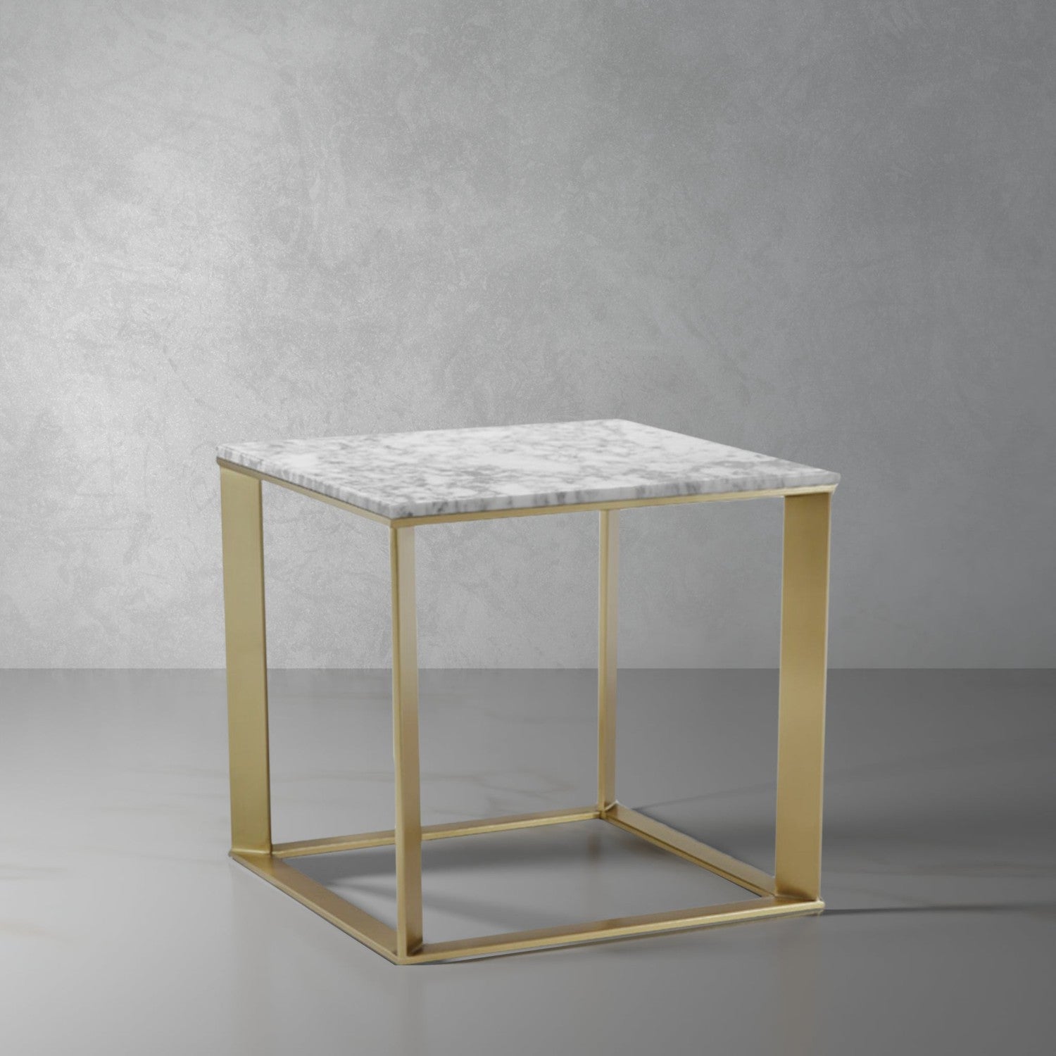 Carrara Marble Parma End Table - Brass-France & Son-FV8618WHTGLD-Side Tables-1-France and Son