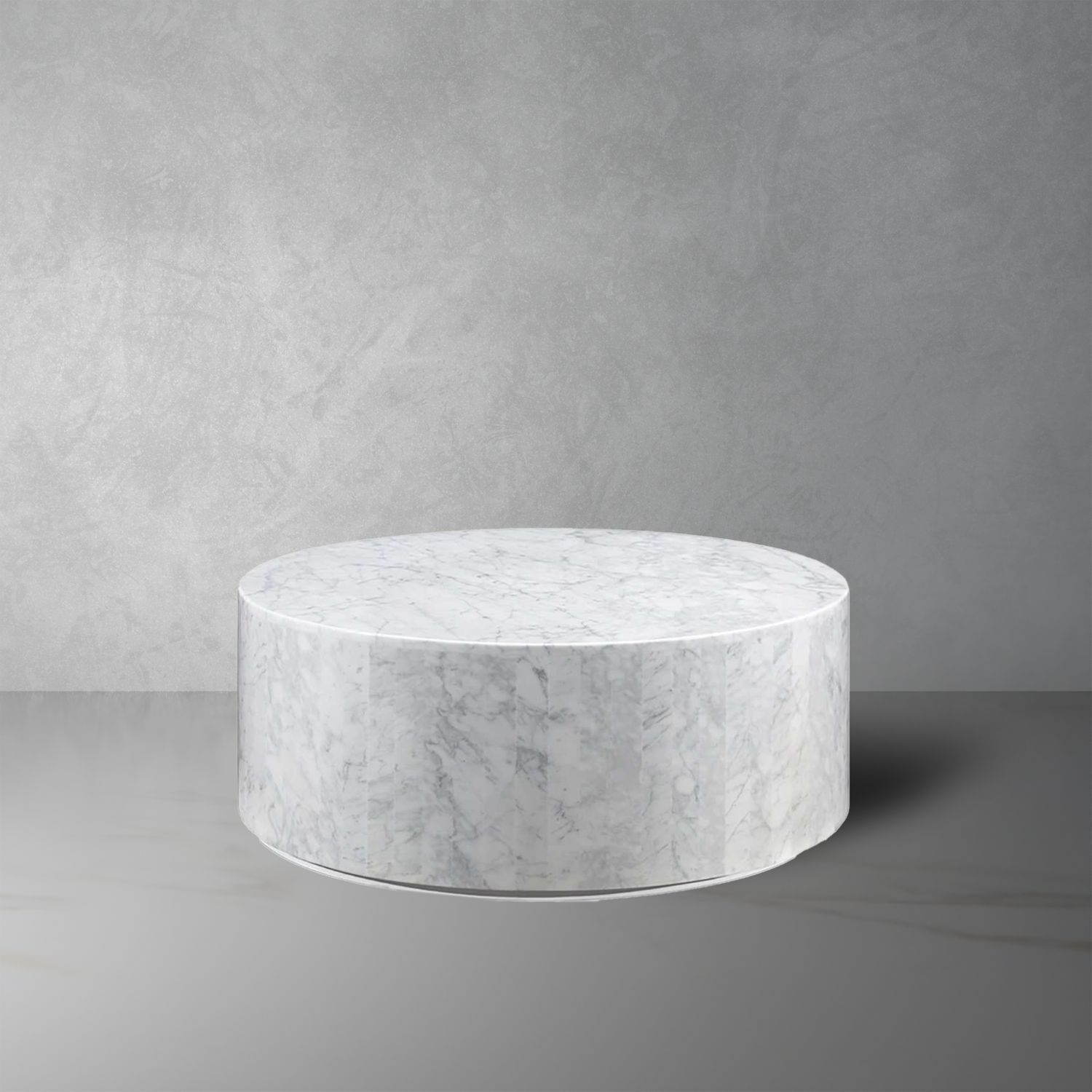 Carrara Marble Drum Coffee Table-France & Son-FVT041WHT-Coffee Tables-1-France and Son