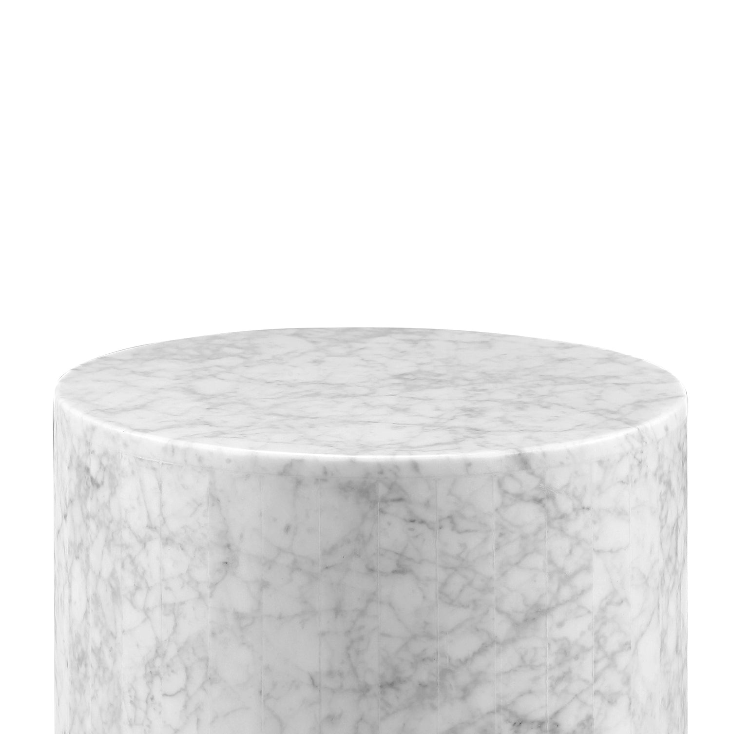 Carrara Marble Drum Side Table - Classico-France & Son-FVT044MWHT-Side Tables-3-France and Son