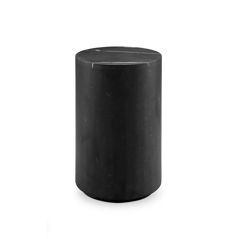 Marble Drum Pedestal Side Table - Tall-France & Son-FVT046MBLK-Side TablesBlack-2-France and Son