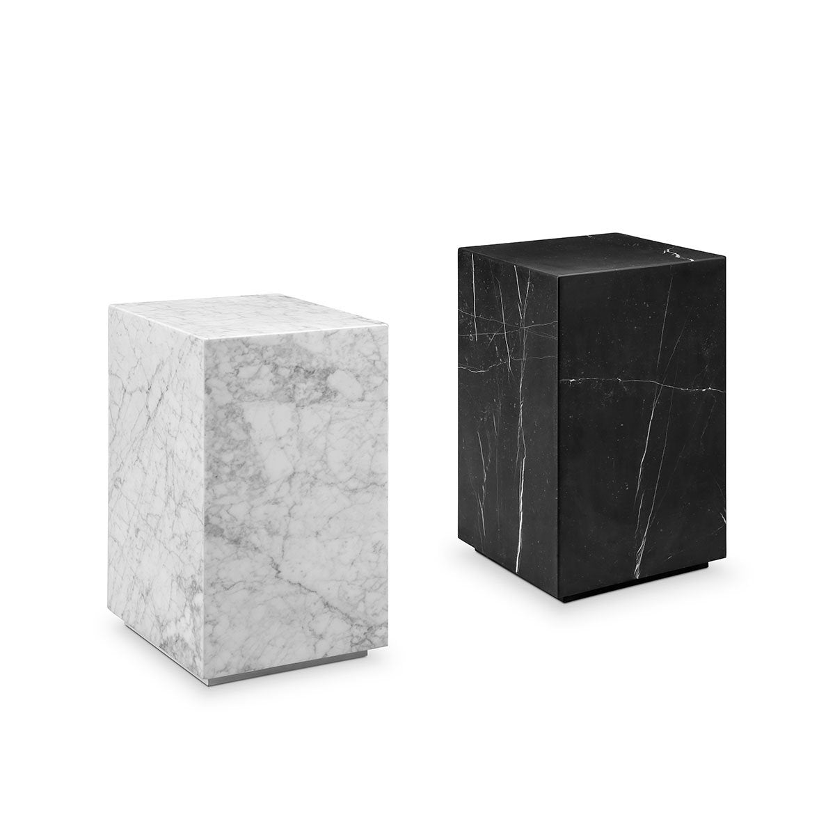 Carrara Marble Pedestal Side Table - Square-France & Son-FVT051MWHT-Side Tables-2-France and Son