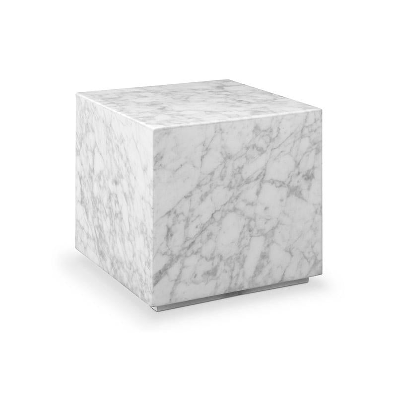 Carrara Marble Cube Side Table - Square-France & Son-FVT052MWHT-Side Tables-1-France and Son