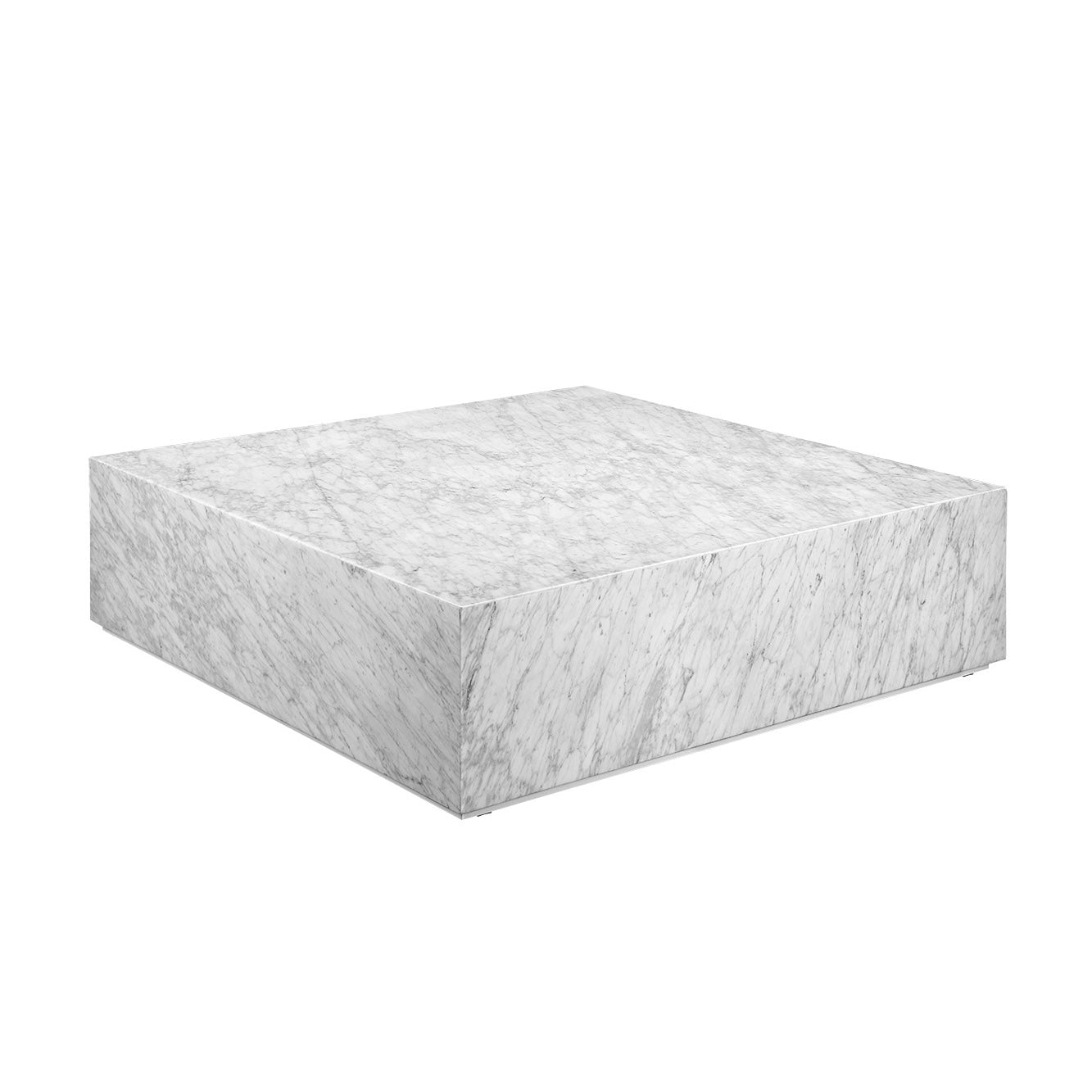 Marble Monolith Square Coffee Table-France & Son-FVT059MWHT-Coffee TablesWhite-1-France and Son