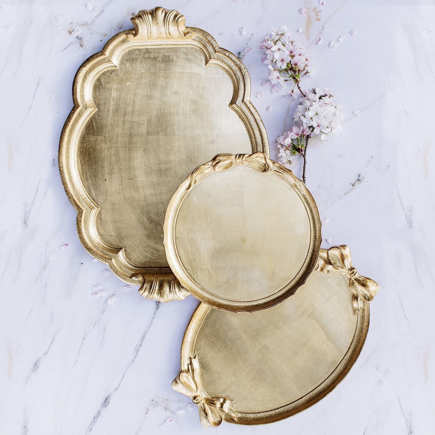 Florentine Wooden Accessories Bow Round Tray