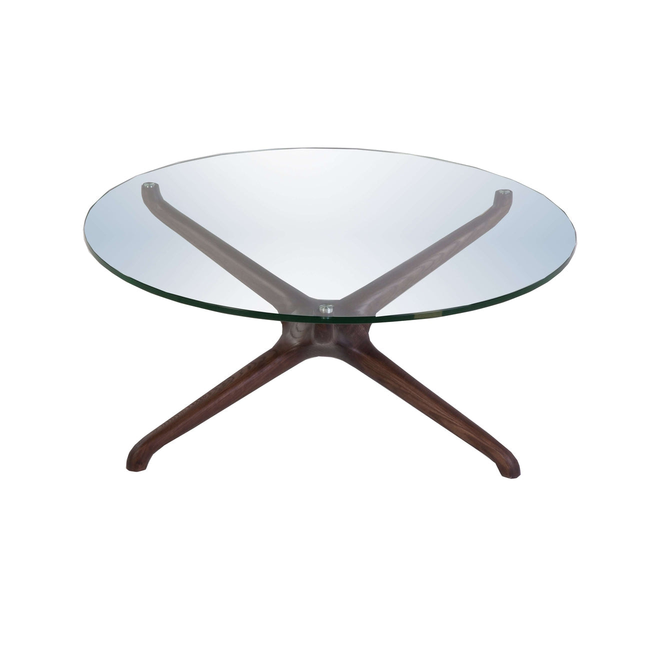 Sculpted Star Coffee Table with Round Glass Top-France & Son-FZT0122WALNUT-Coffee Tables-2-France and Son