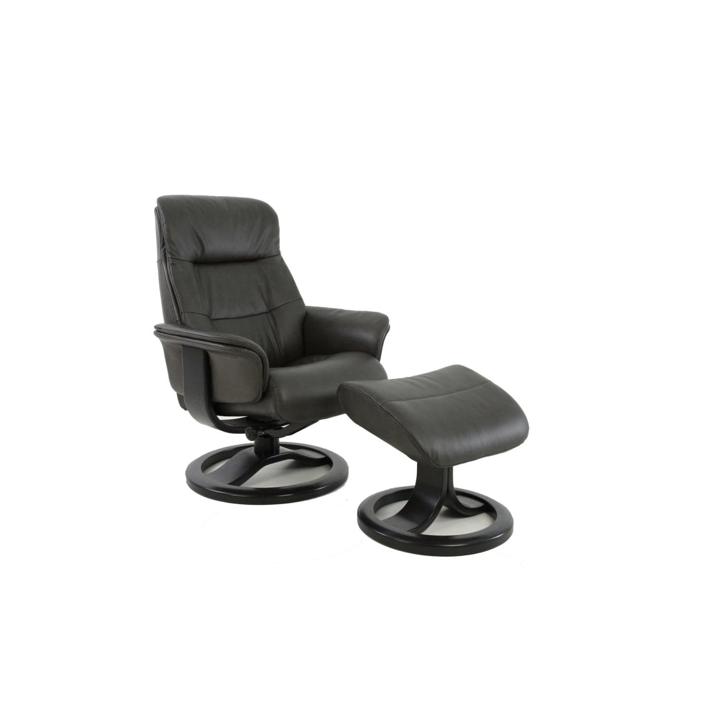 Anne R Large Recliner with Footstool-Fjords-FJORDS-611501-244-Lounge ChairsSoft Line Leather SL 244 Ice-2-France and Son