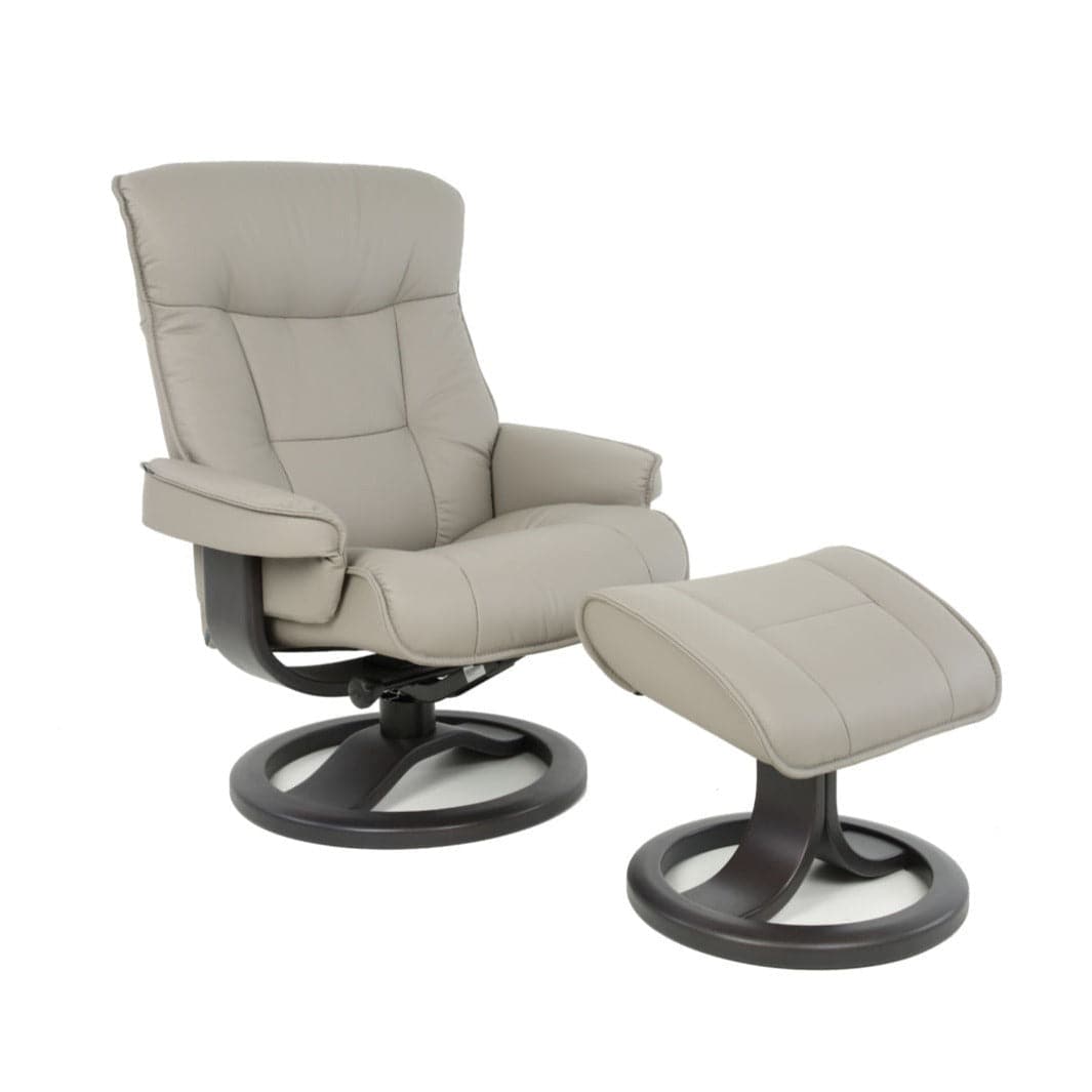 Bergen Large Recliner Lounge Chair With Footstool-Fjords-FJORDS-909UPI-133-Lounge ChairsNordic Leather Fog 133-1-France and Son